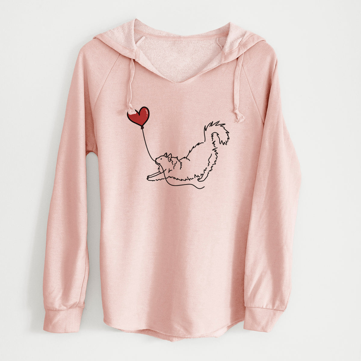 Domestic Long Hair Cat Heart String - Cali Wave Hooded Sweatshirt