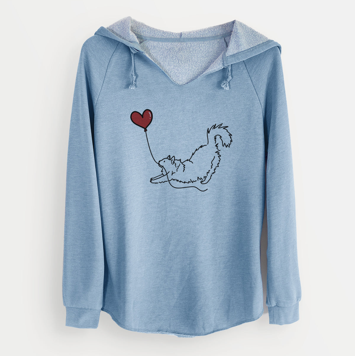 Domestic Long Hair Cat Heart String - Cali Wave Hooded Sweatshirt