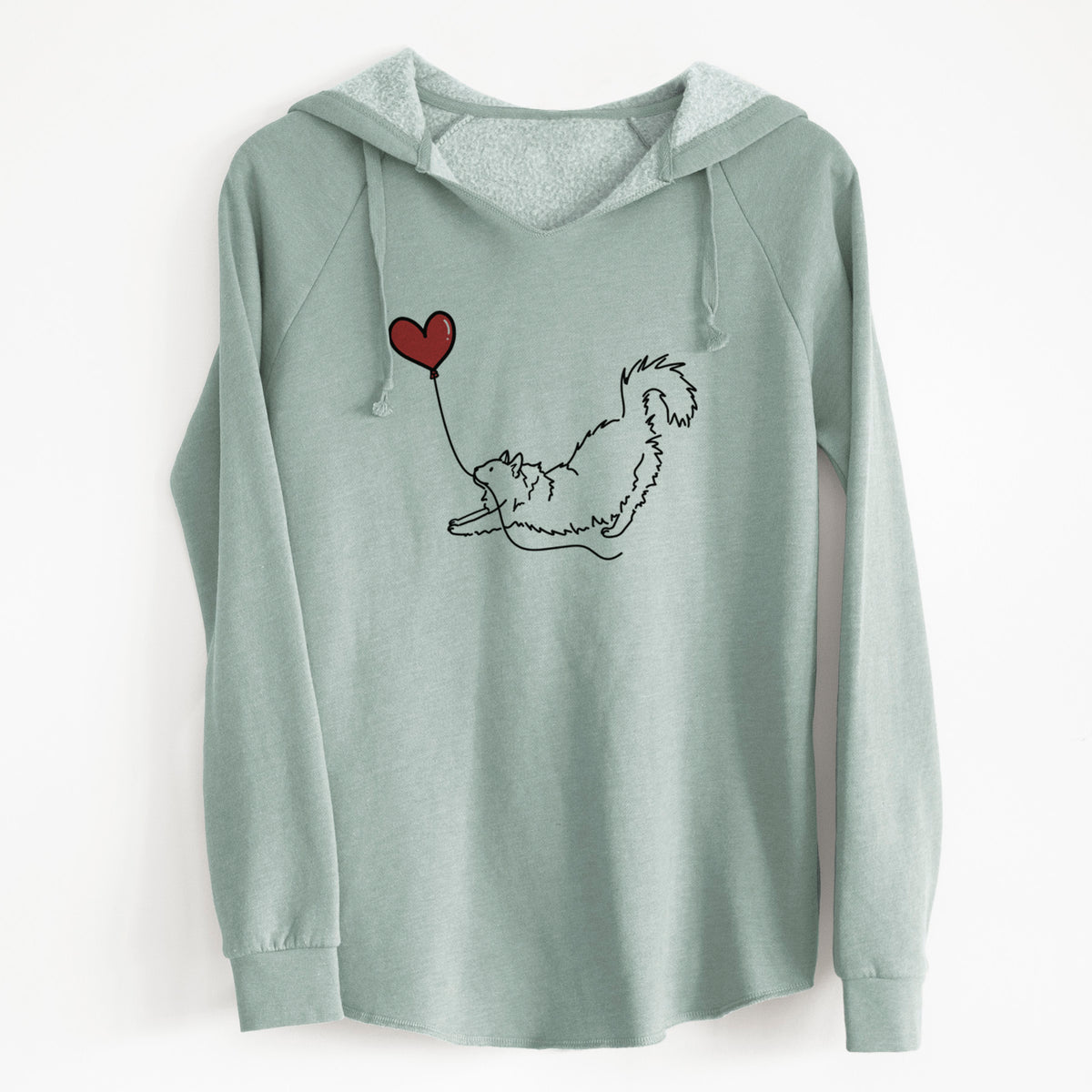 Domestic Long Hair Cat Heart String - Cali Wave Hooded Sweatshirt