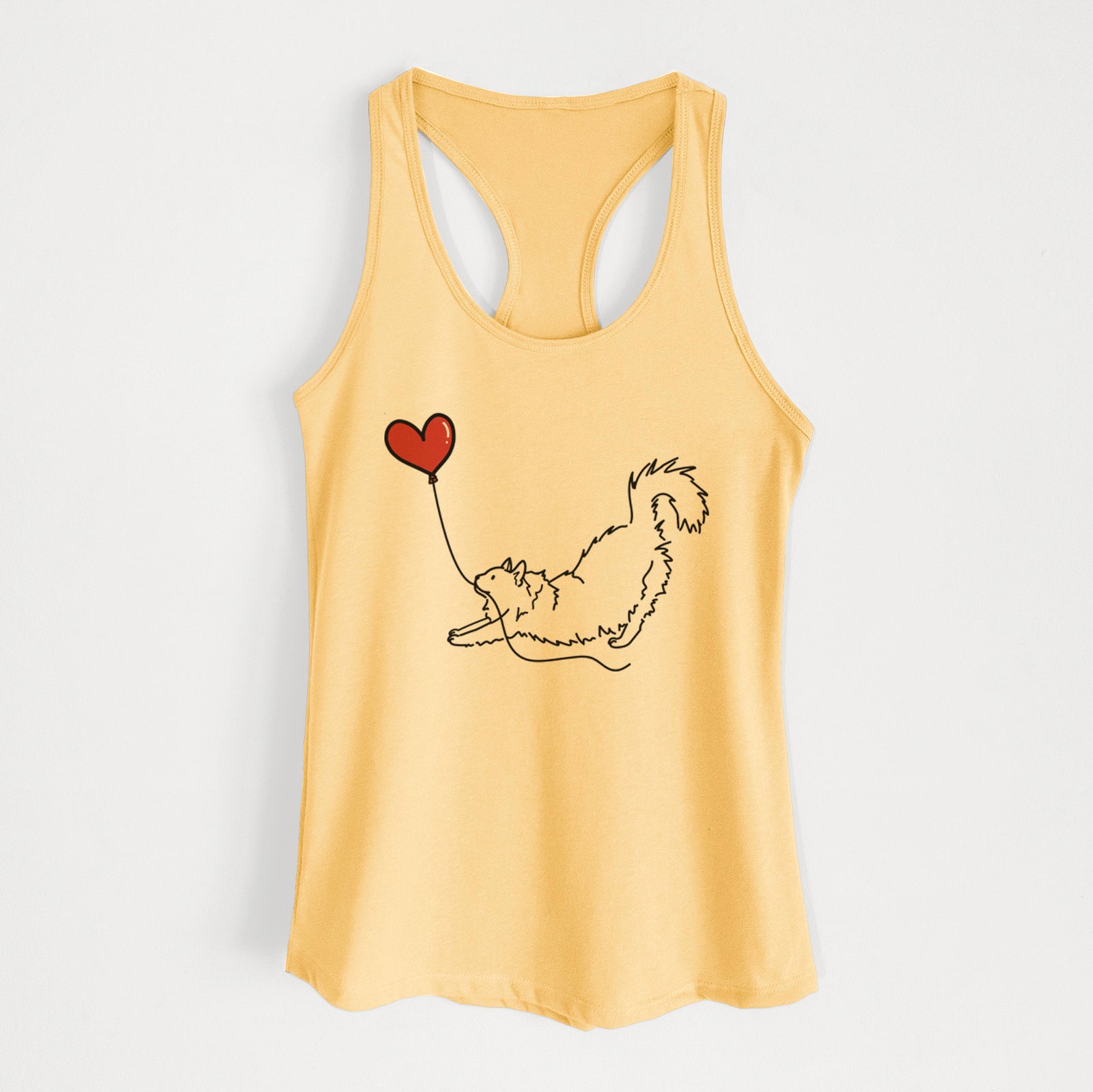 Domestic Long Hair Cat Heart String - Women's Racerback Tanktop