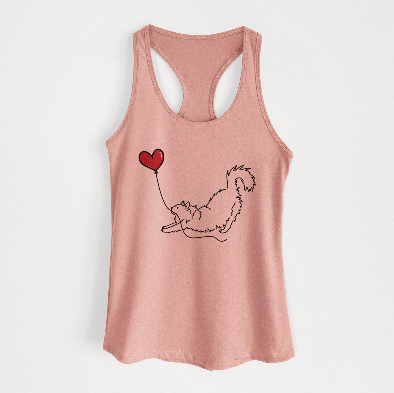 Domestic Long Hair Cat Heart String - Women's Racerback Tanktop