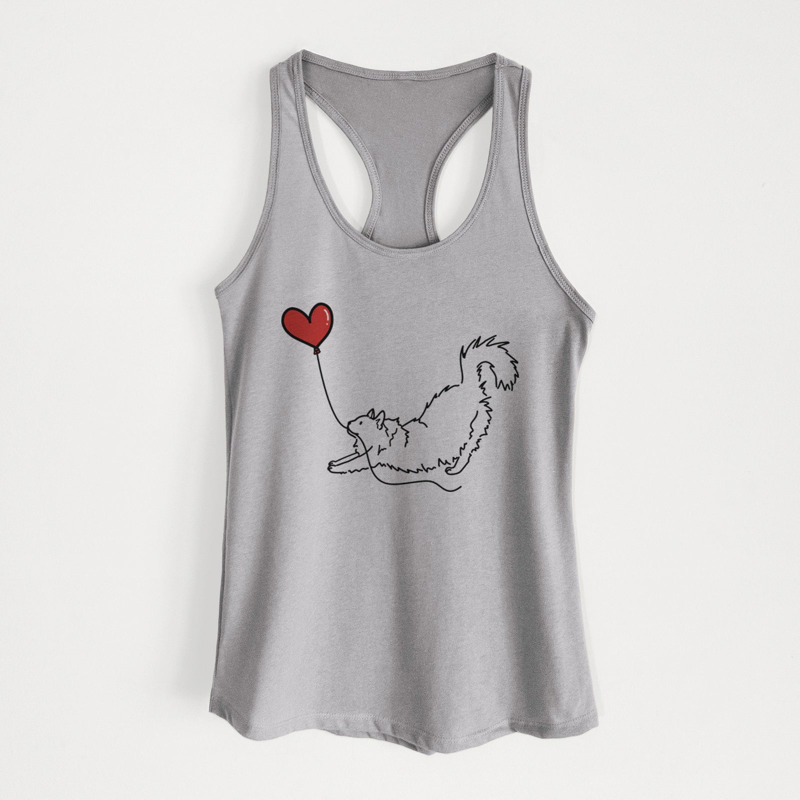 Domestic Long Hair Cat Heart String - Women's Racerback Tanktop