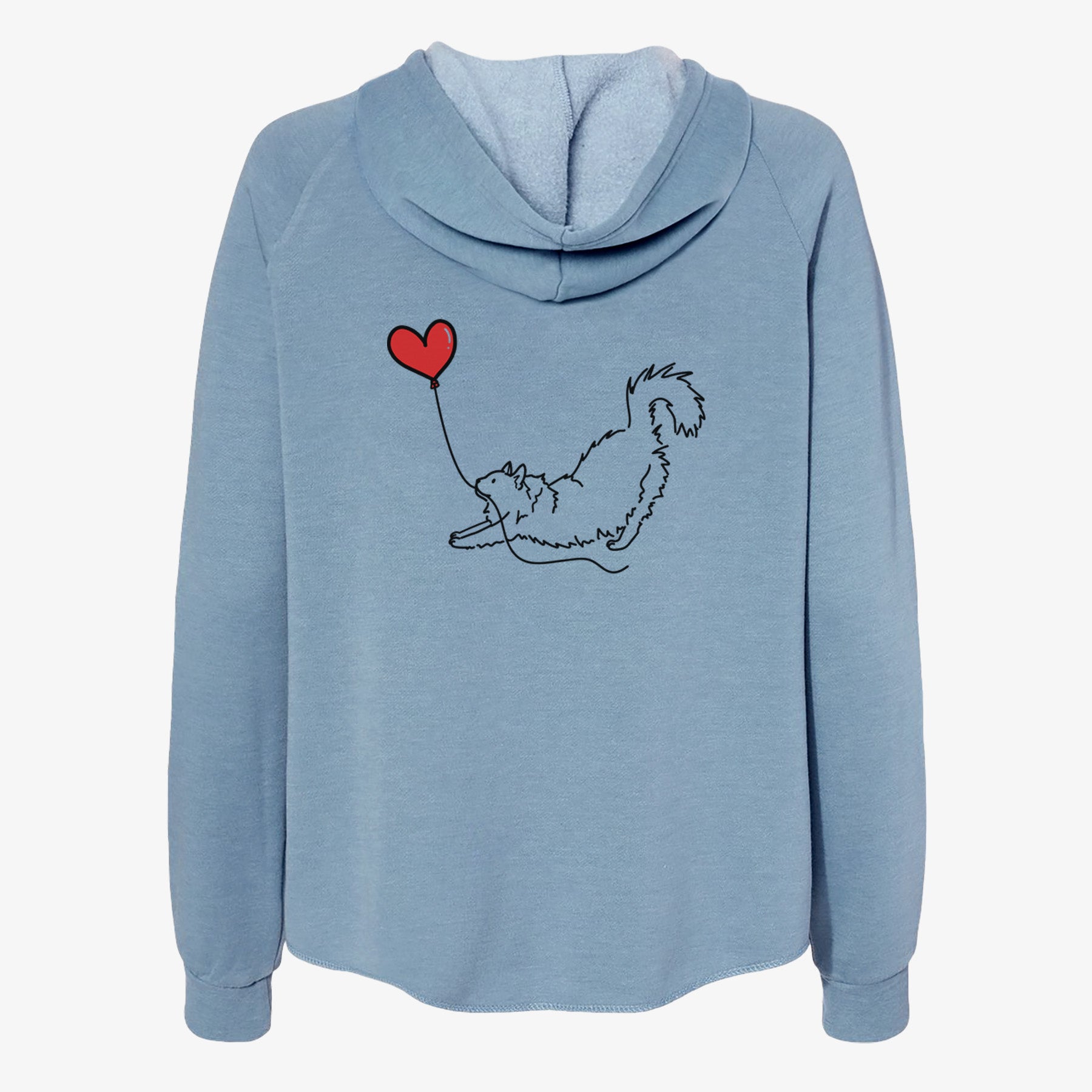 Domestic Long Hair Cat Heart String- Women's Cali Wave Zip-Up Sweatshirt