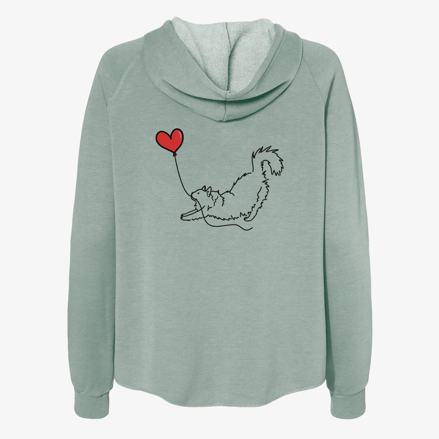 Domestic Long Hair Cat Heart String- Women's Cali Wave Zip-Up Sweatshirt