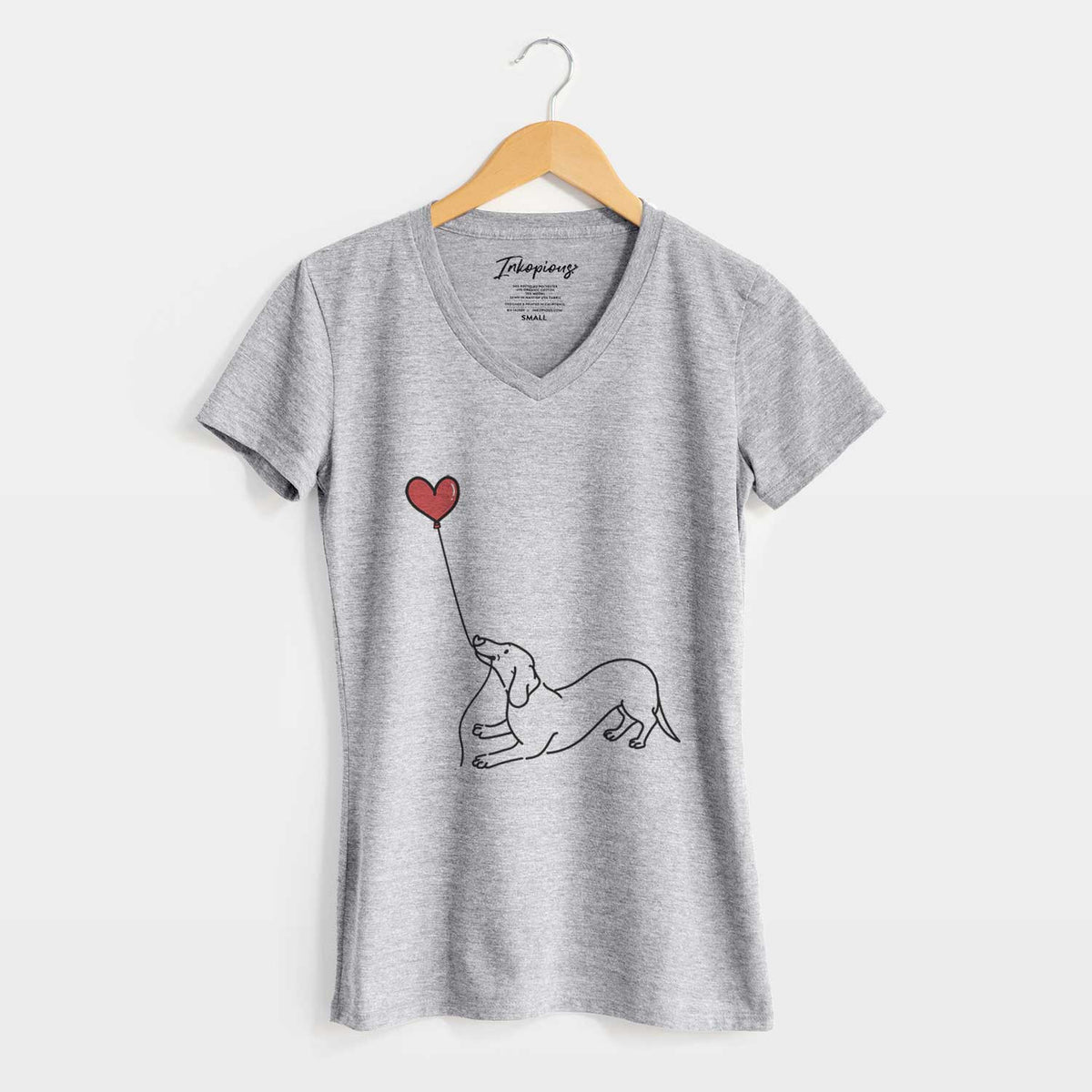 Dachshund Heart String - Women&#39;s V-neck Shirt