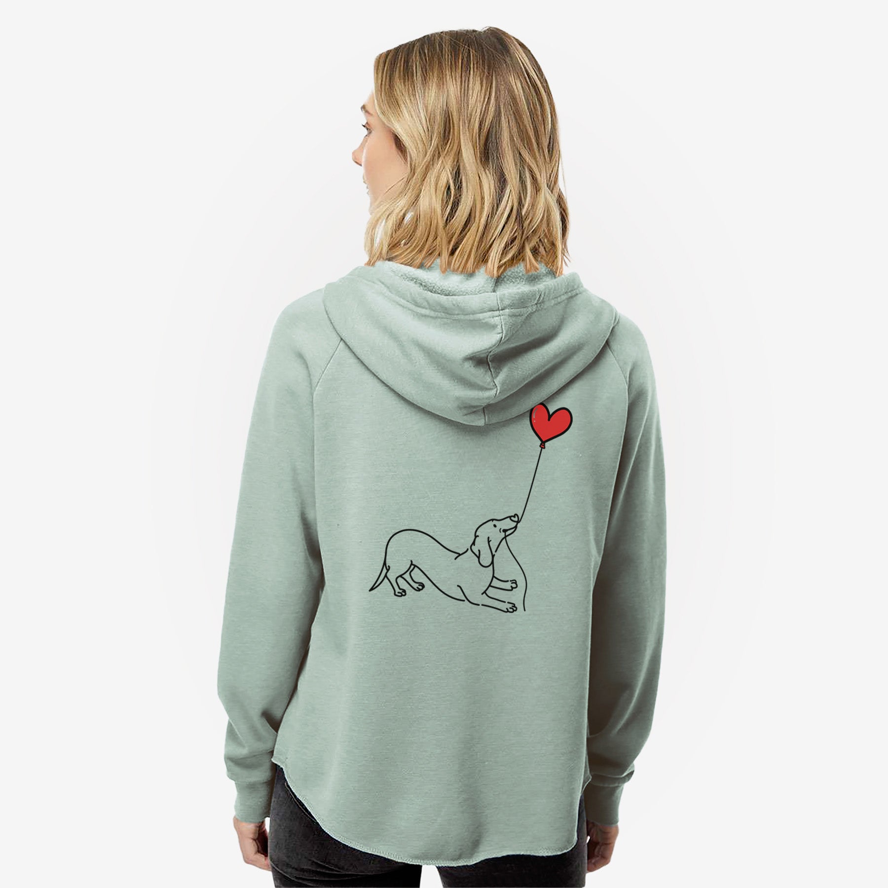 Dachshund Heart String- Women's Cali Wave Zip-Up Sweatshirt