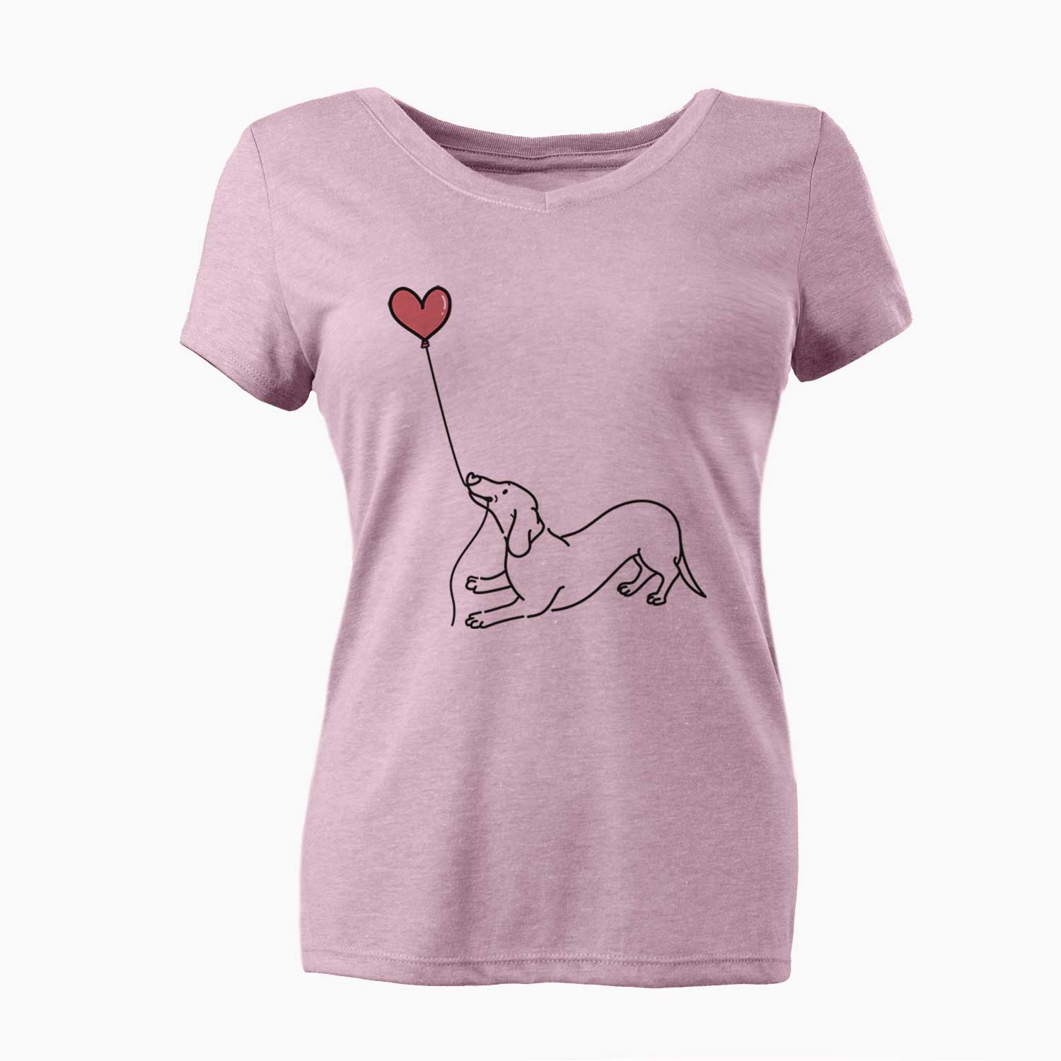 Dachshund Heart String - Women's V-neck Shirt