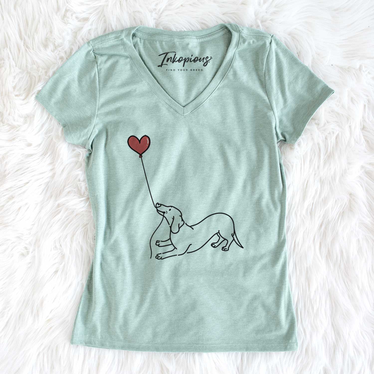 Dachshund Heart String - Women's V-neck Shirt