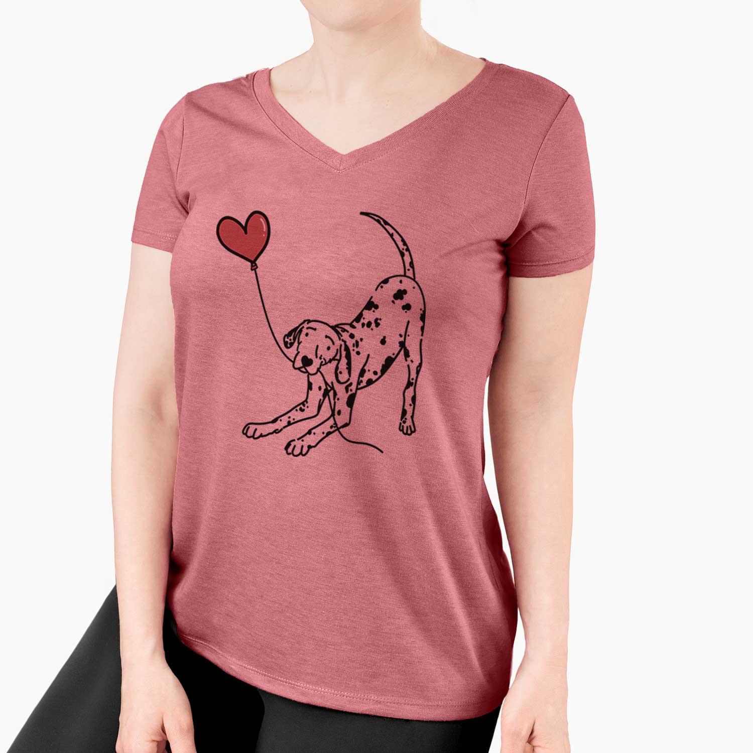 Dalmatian Heart String - Women's V-neck Shirt