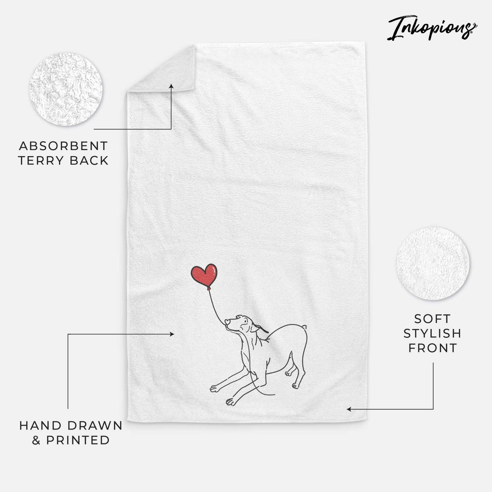 Doberman Pinscher Docked Heart String -  Decorative Hand Towel