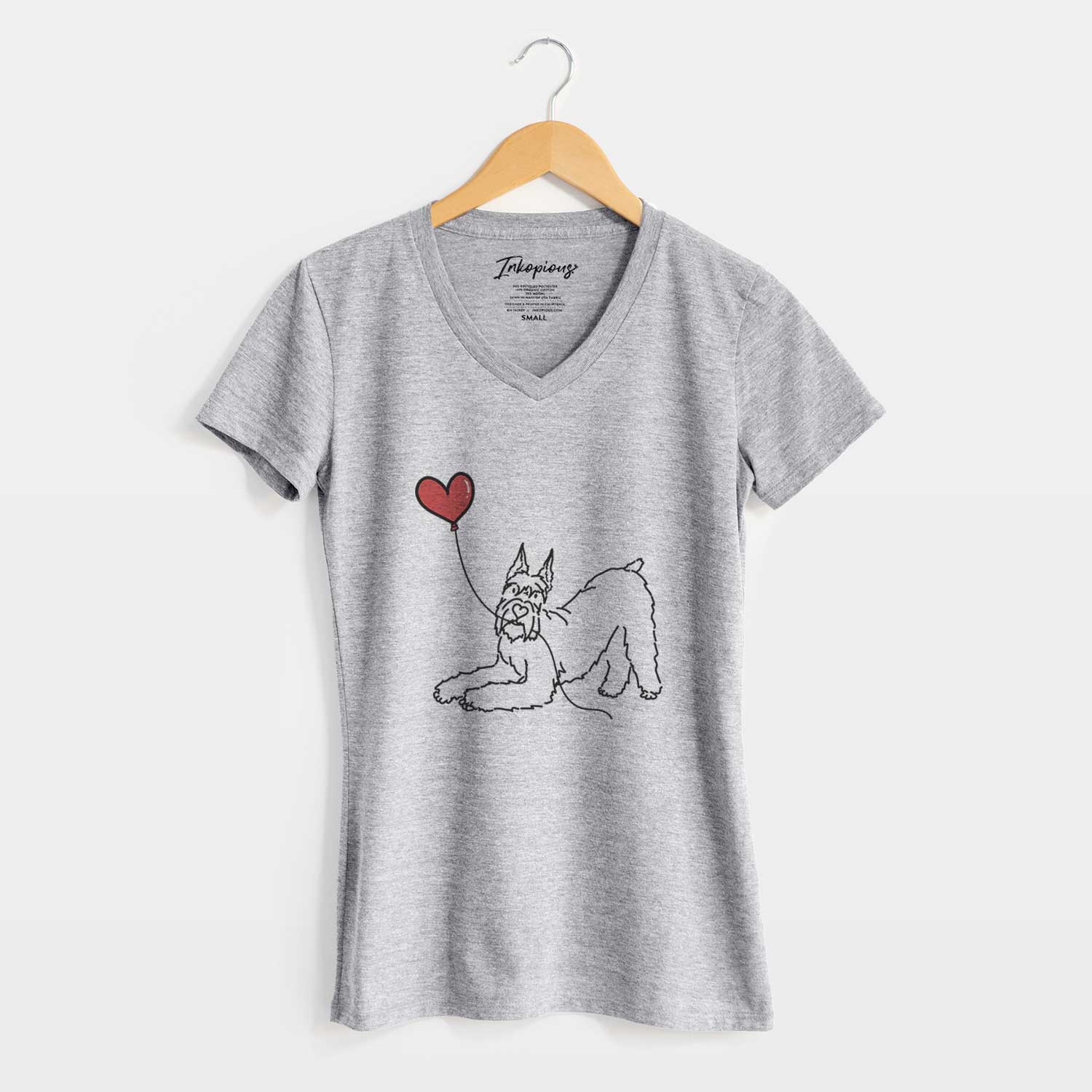 Docked Giant Schnauzer Heart String - Women's V-neck Shirt