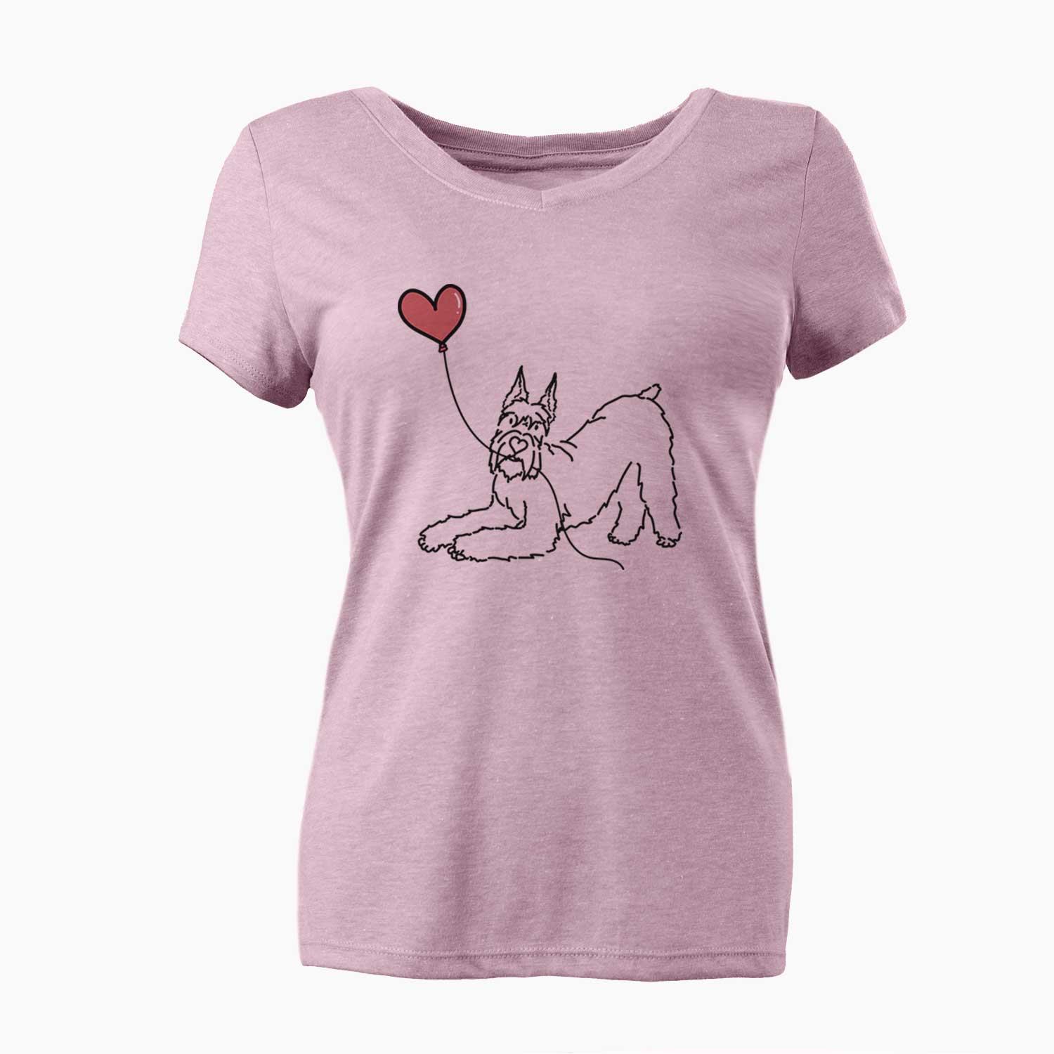 Docked Giant Schnauzer Heart String - Women's V-neck Shirt