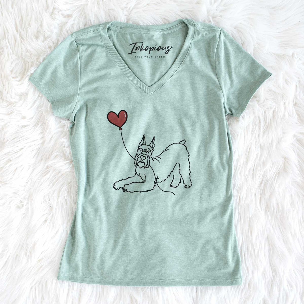 Docked Giant Schnauzer Heart String - Women's V-neck Shirt