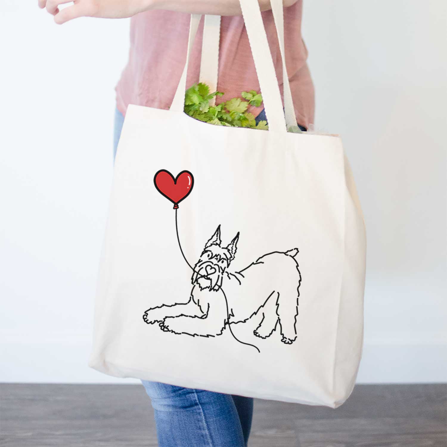 Docked Giant Schnauzer Heart String- Tote Bag