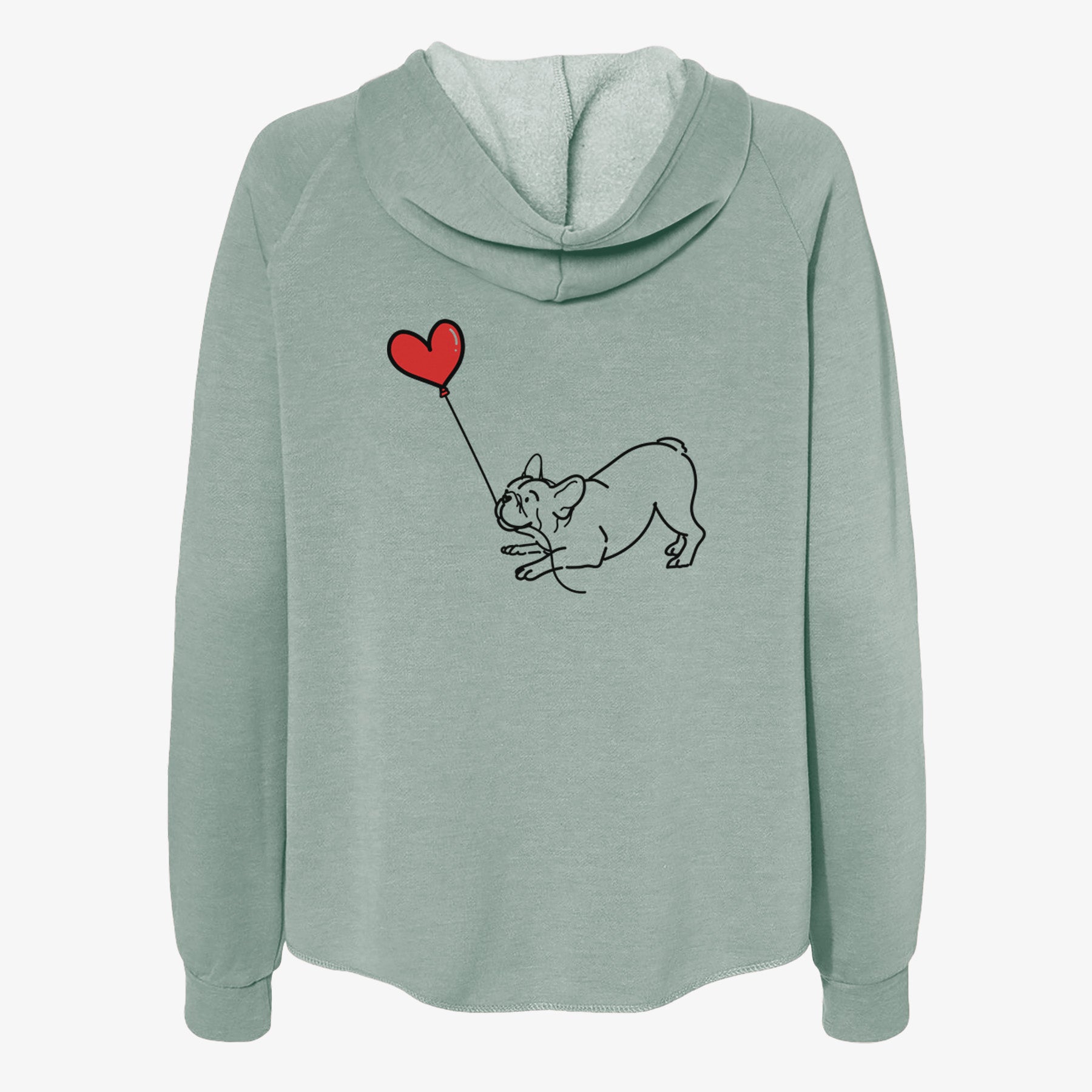 Frenchie Heart String- Women's Cali Wave Zip-Up Sweatshirt