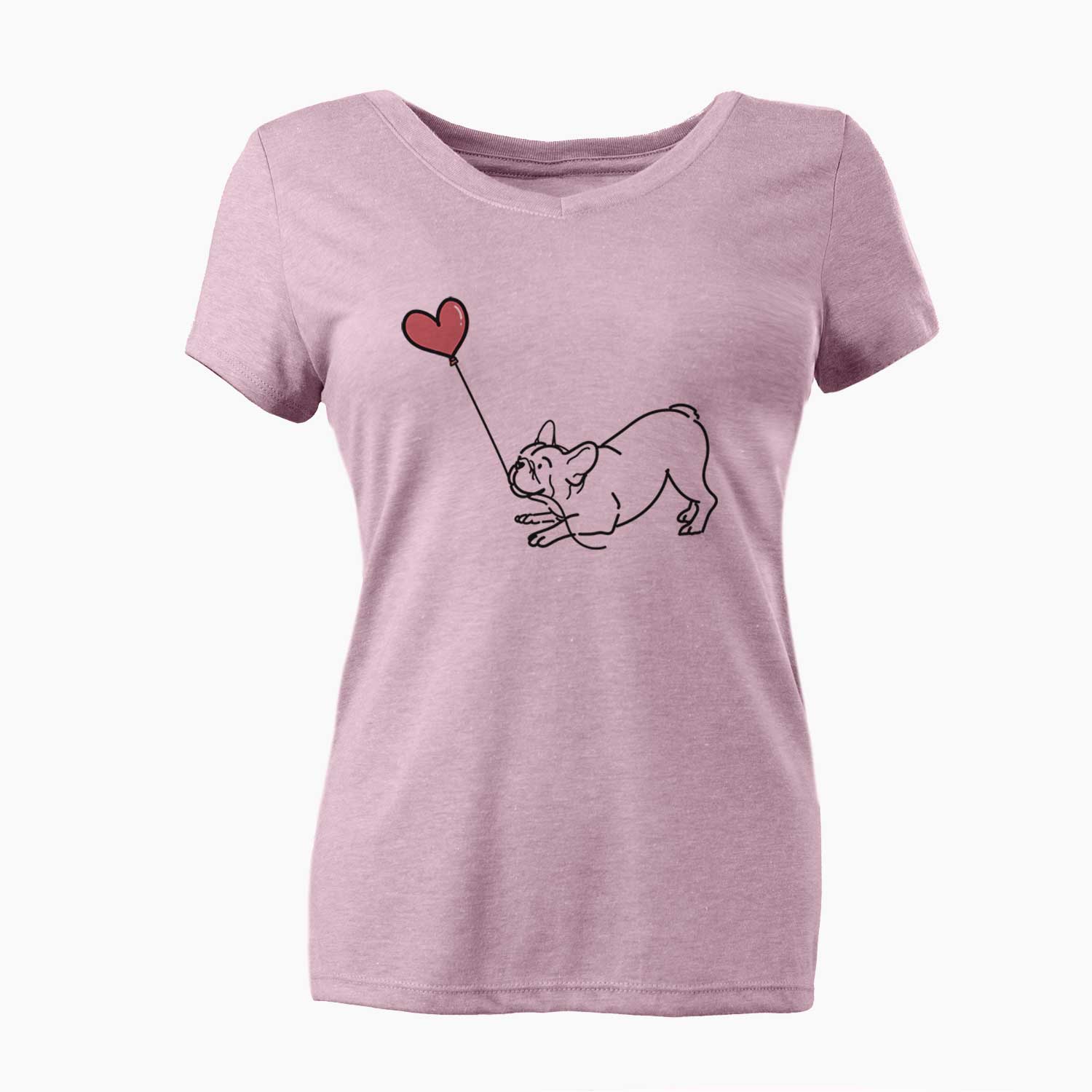 Frenchie Heart String - Women's V-neck Shirt