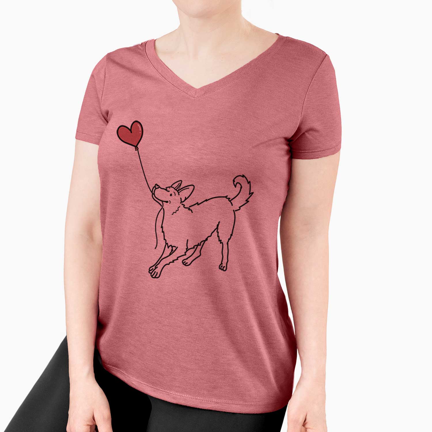 German Shepherd Heart String - Women's V-neck Shirt