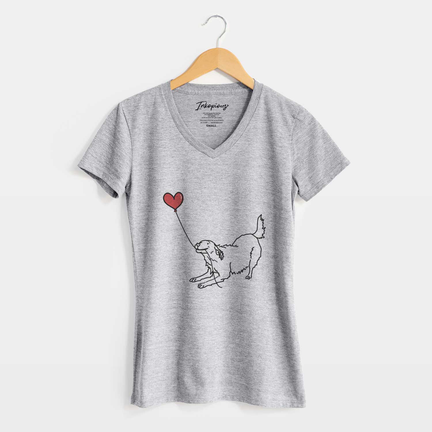 Golden Retriever Heart String - Women's V-neck Shirt
