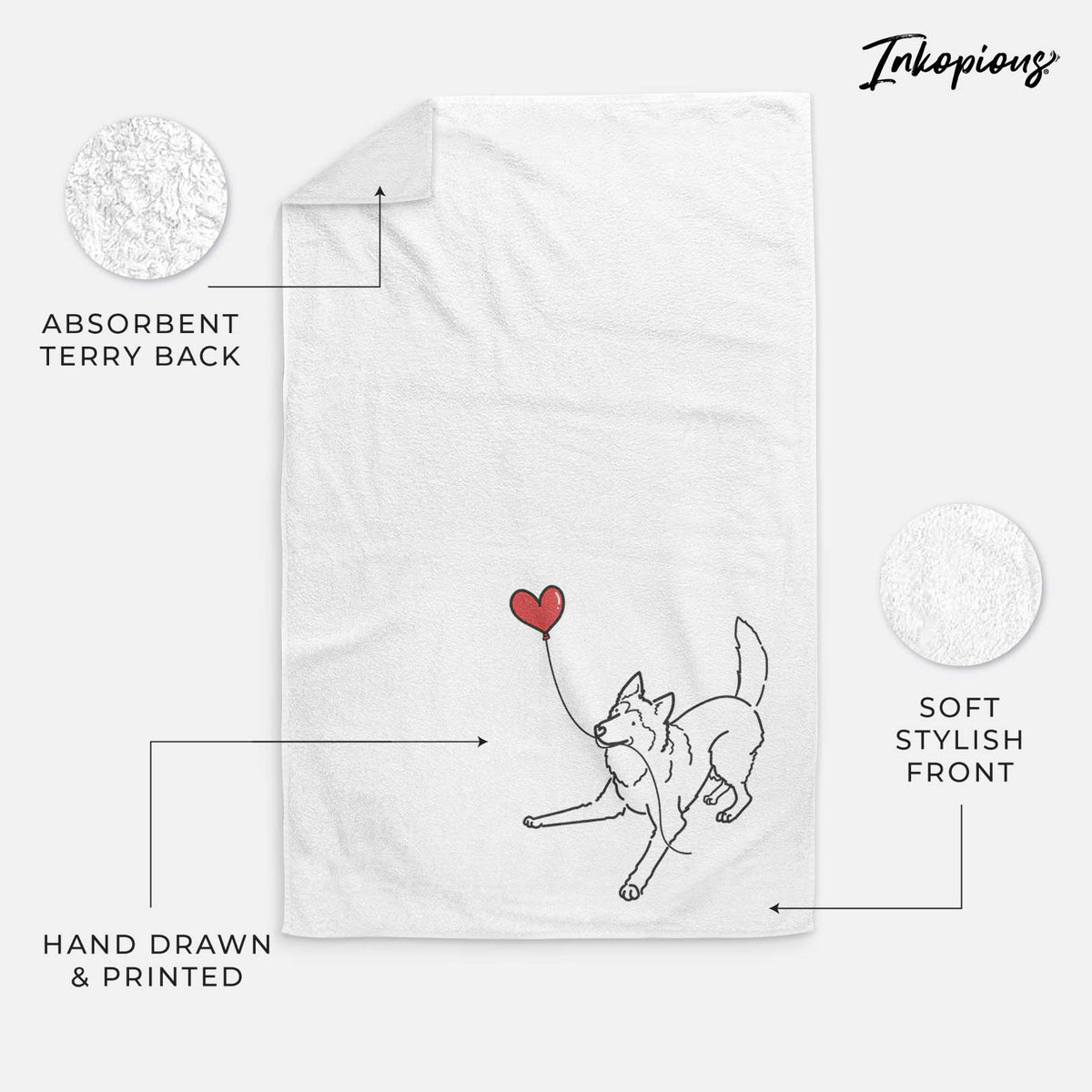 Siberian Husky Heart String -  Decorative Hand Towel