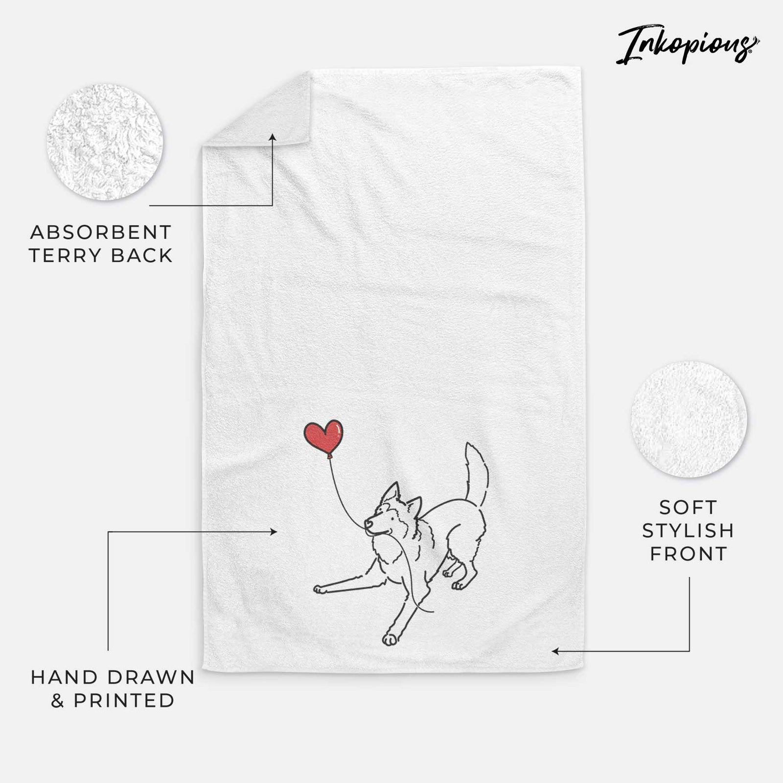 Siberian Husky Heart String -  Decorative Hand Towel