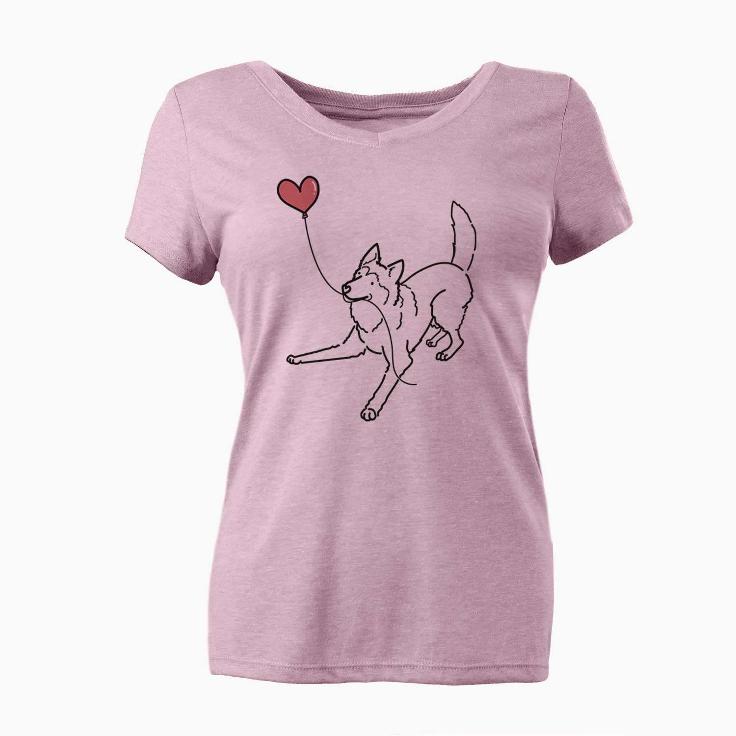 Siberian Husky Heart String - Women's V-neck Shirt