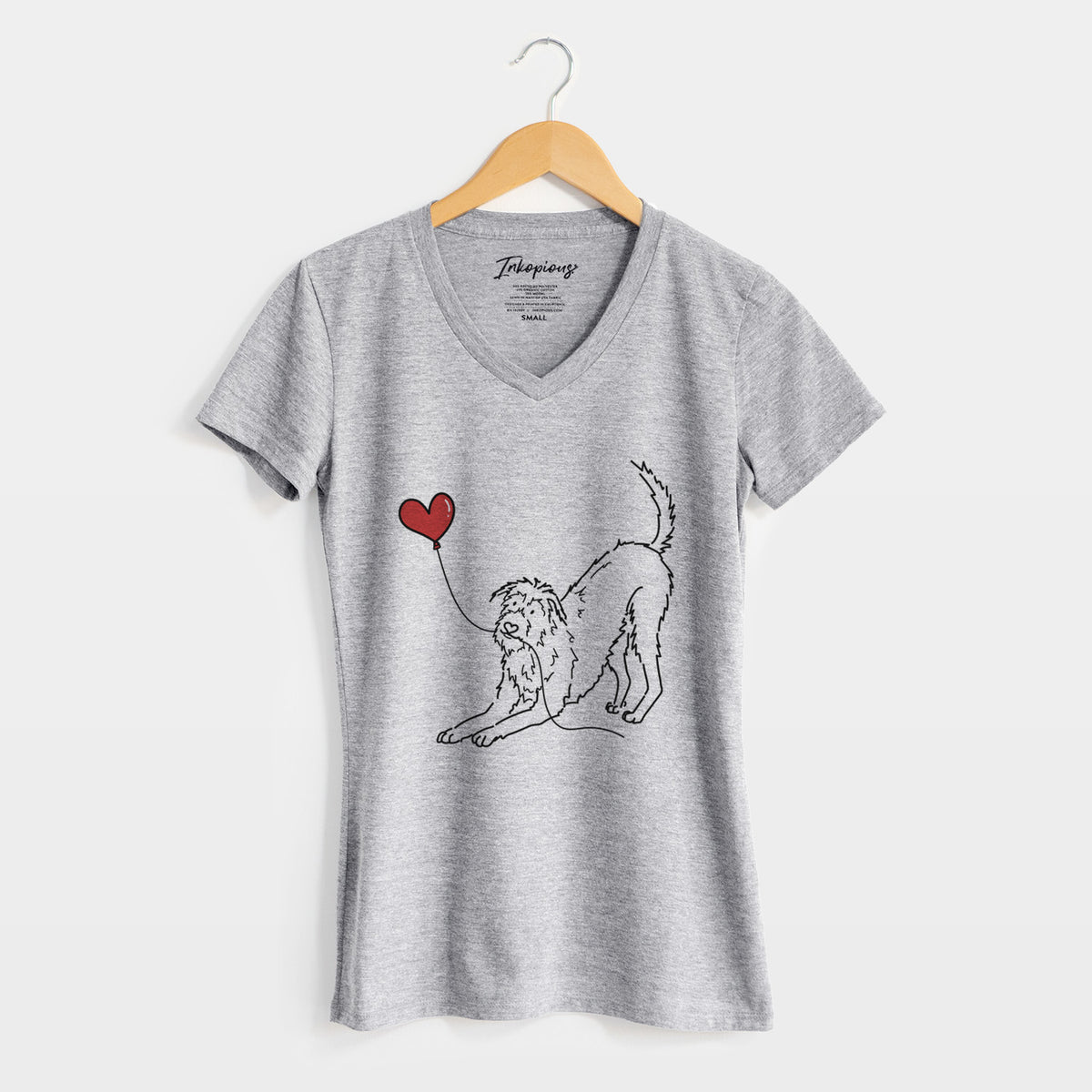 Irish Wolfhound Heart String - Women&#39;s Perfect V-neck Shirt