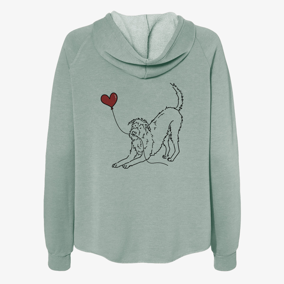 Irish Wolfhound Heart String- Women's Cali Wave Zip-Up Sweatshirt