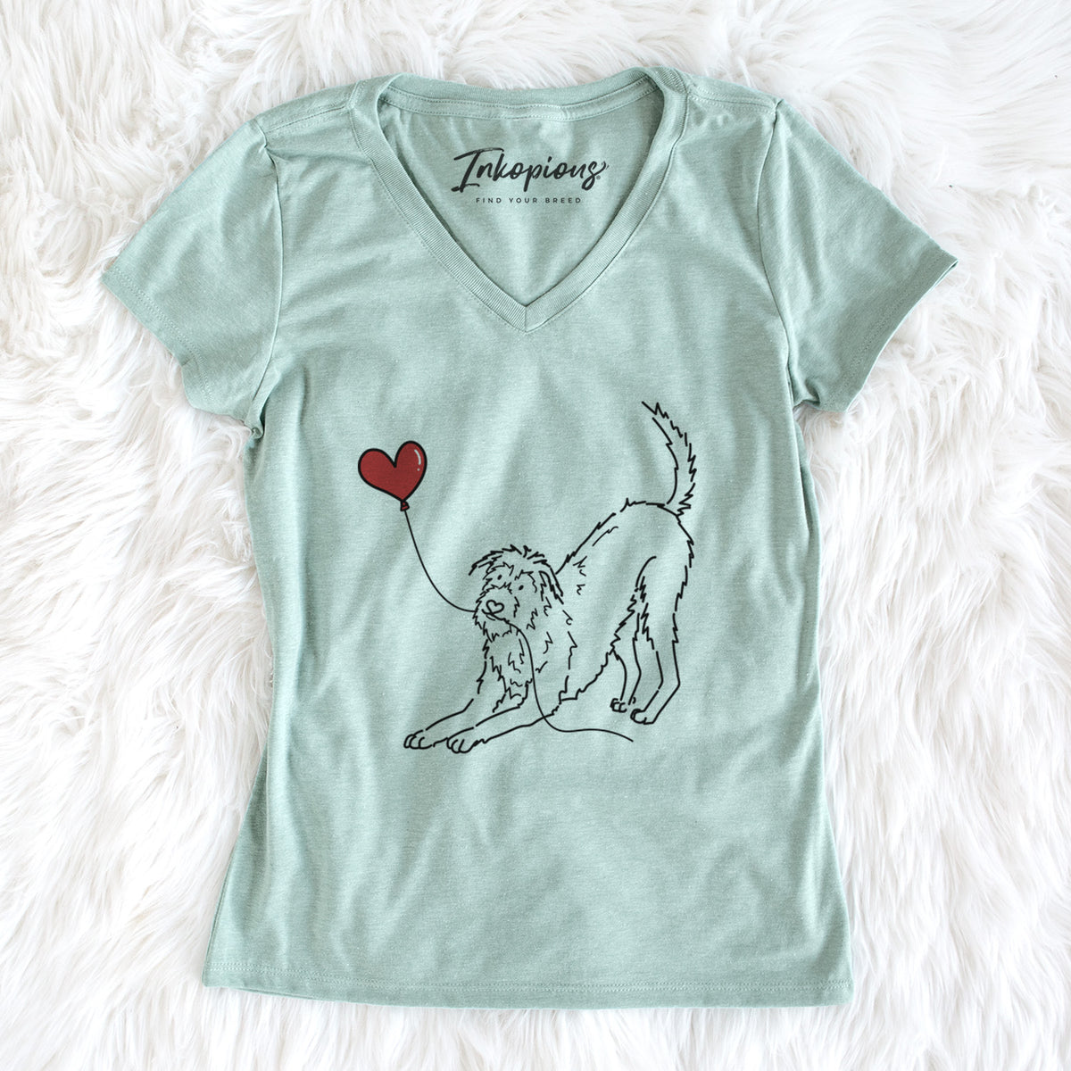 Irish Wolfhound Heart String - Women's Perfect V-neck Shirt
