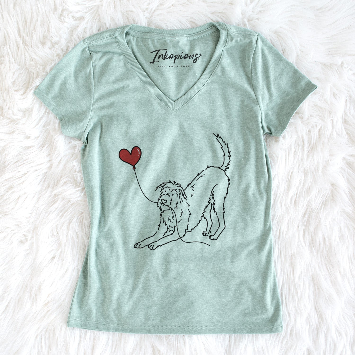 Irish Wolfhound Heart String - Women's Perfect V-neck Shirt