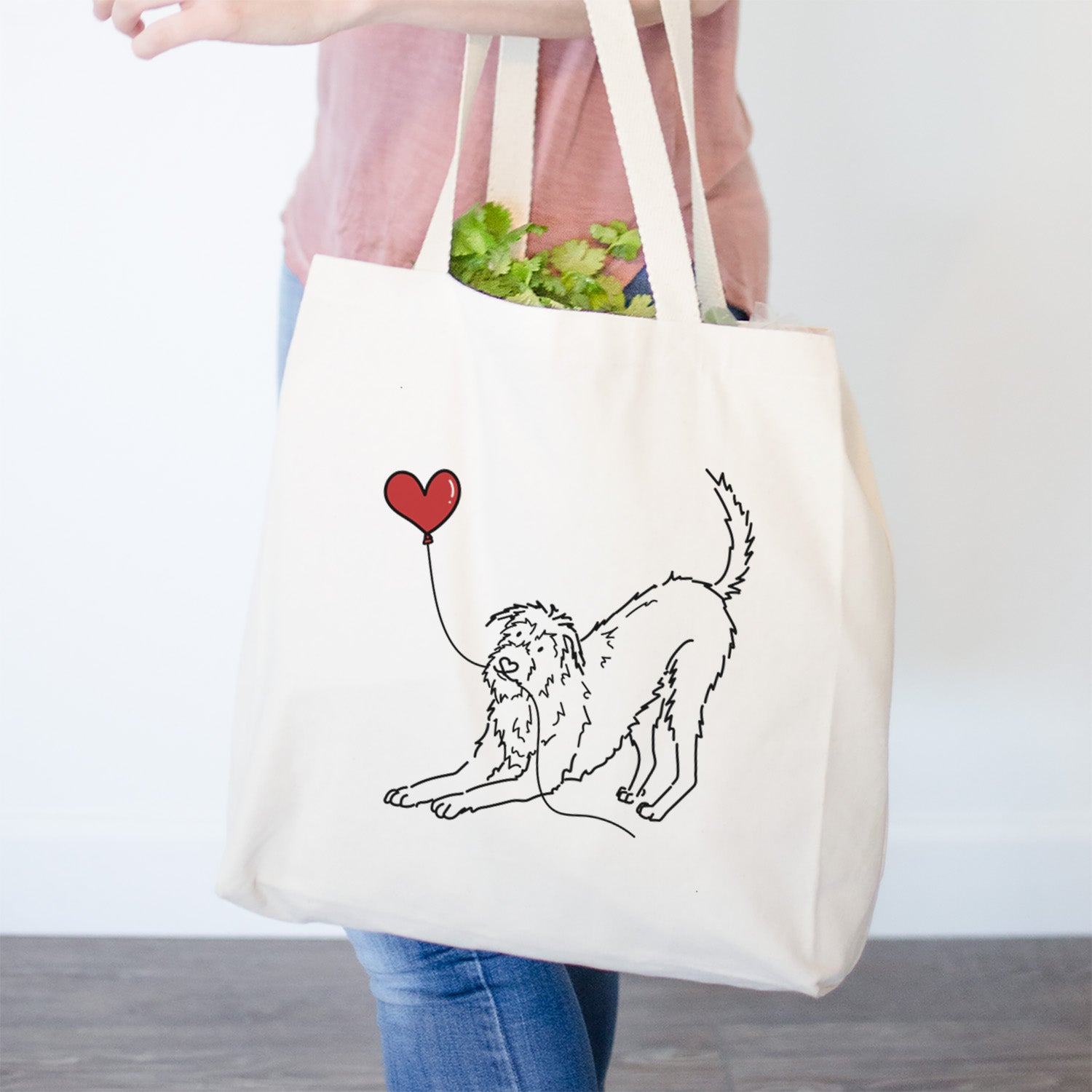 Irish Wolfhound Heart String- Tote Bag