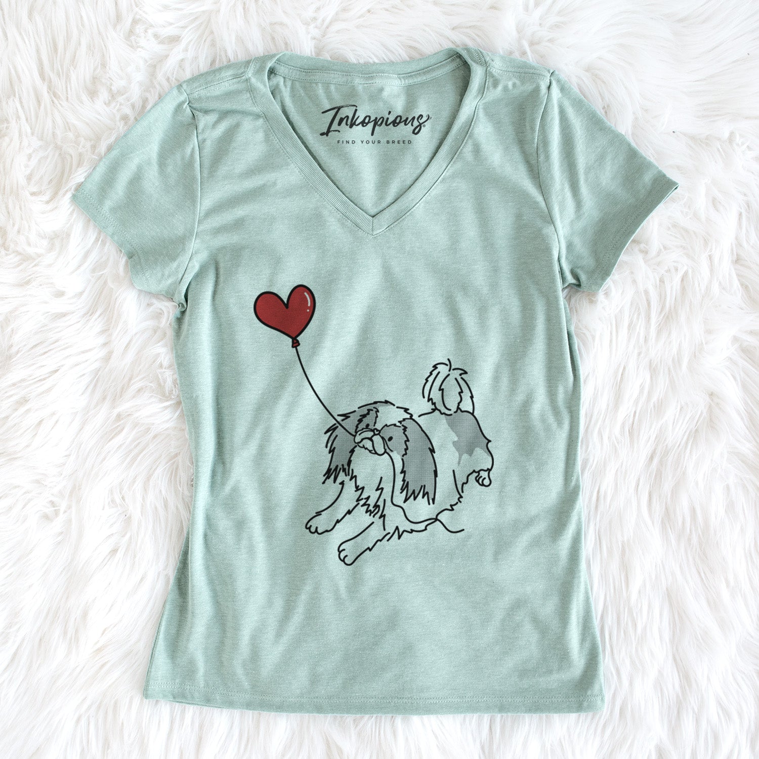 Japanese Chin Heart String - Women's Perfect V-neck Shirt