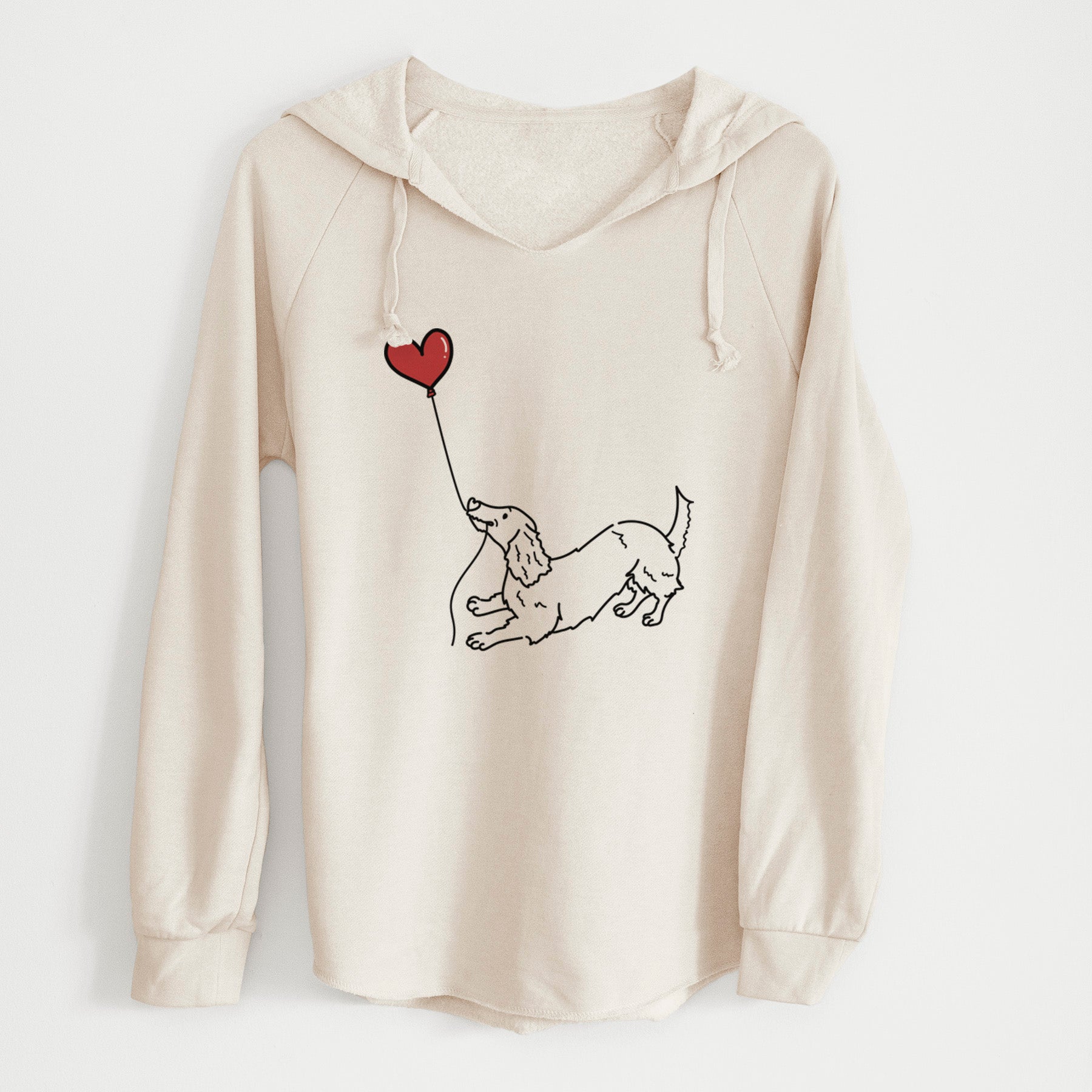 Long Haired Dachshund Heart String - Cali Wave Hooded Sweatshirt