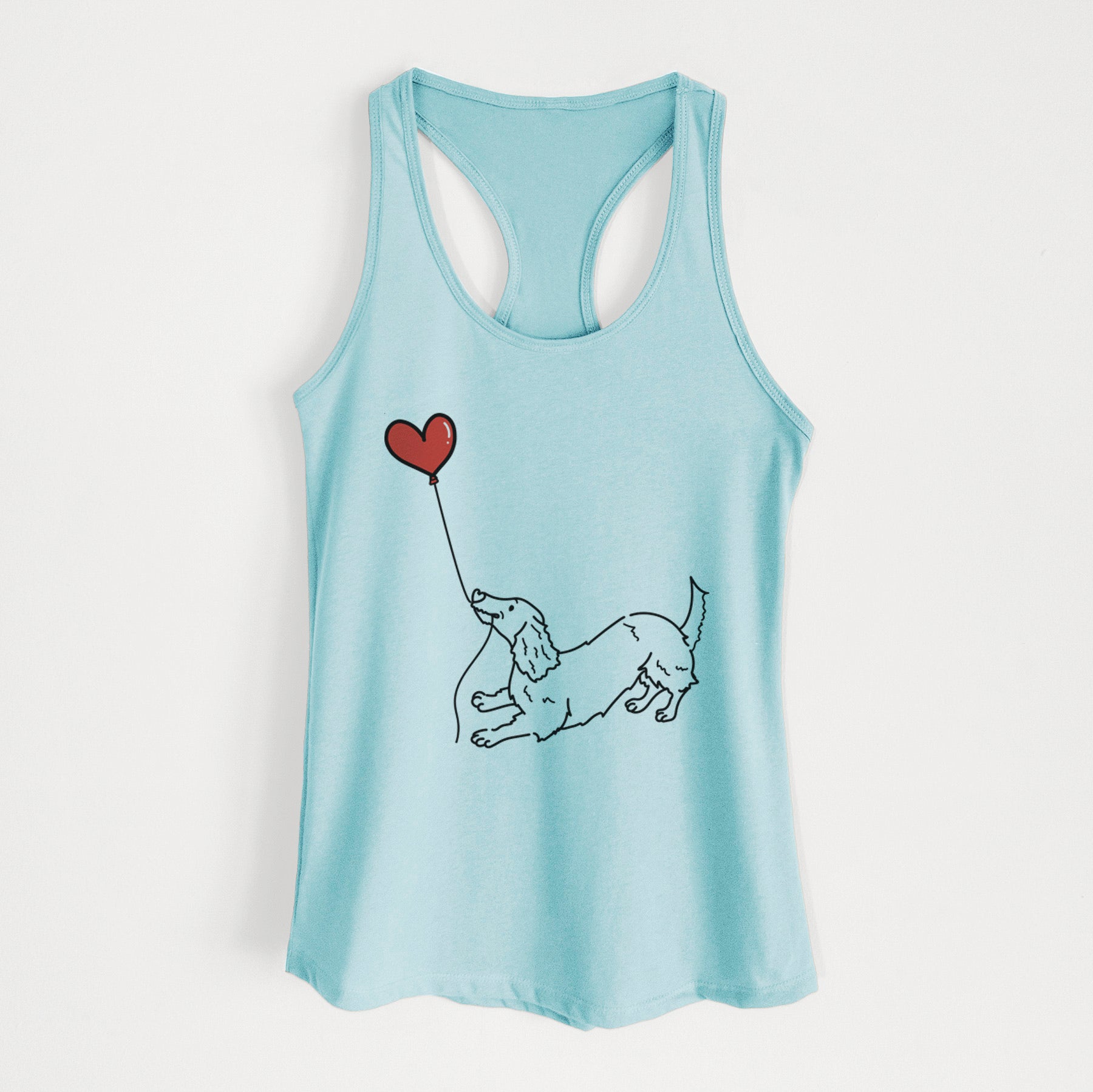 Long Haired Dachshund Heart String - Women's Racerback Tanktop