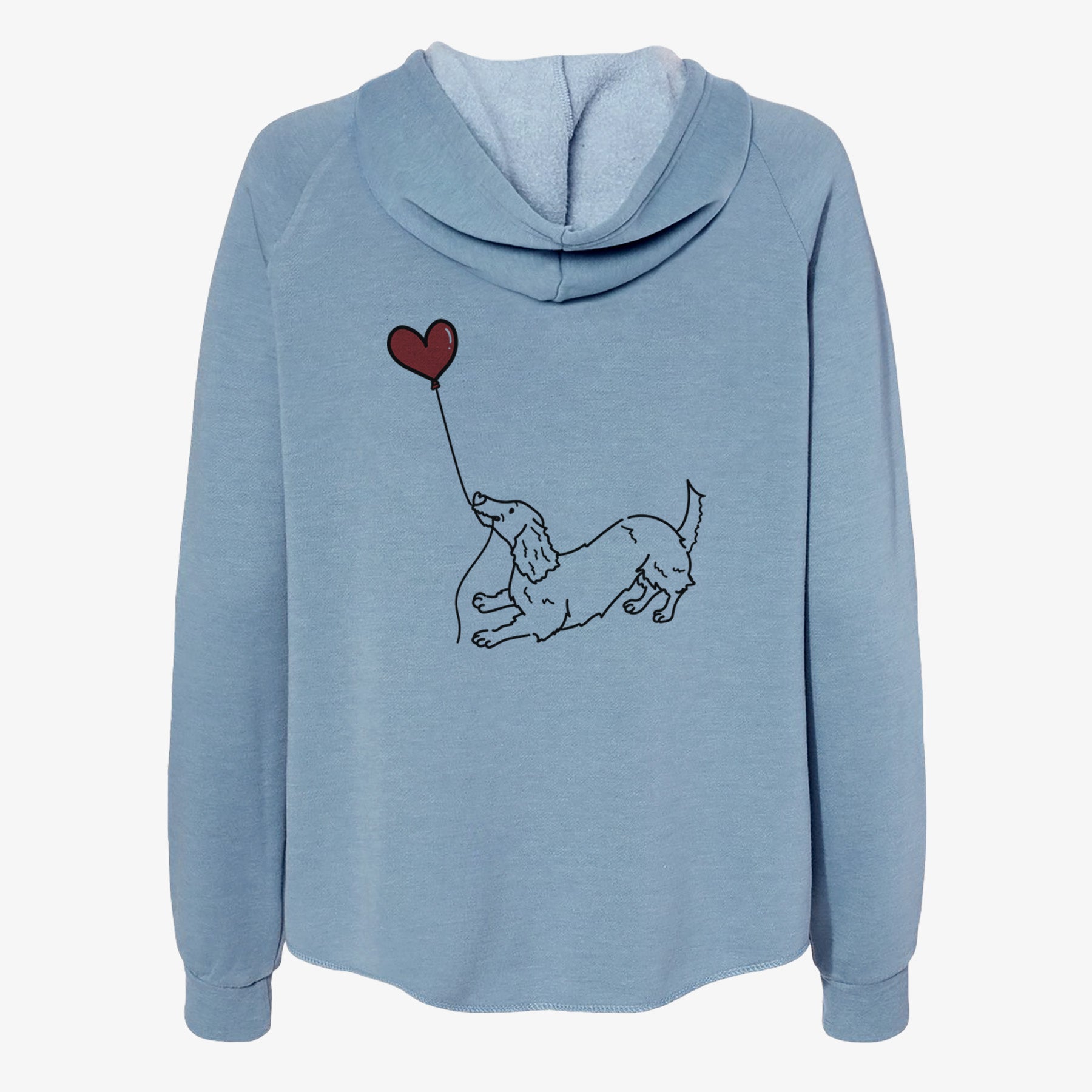 Long Haired Dachshund Heart String- Women's Cali Wave Zip-Up Sweatshirt