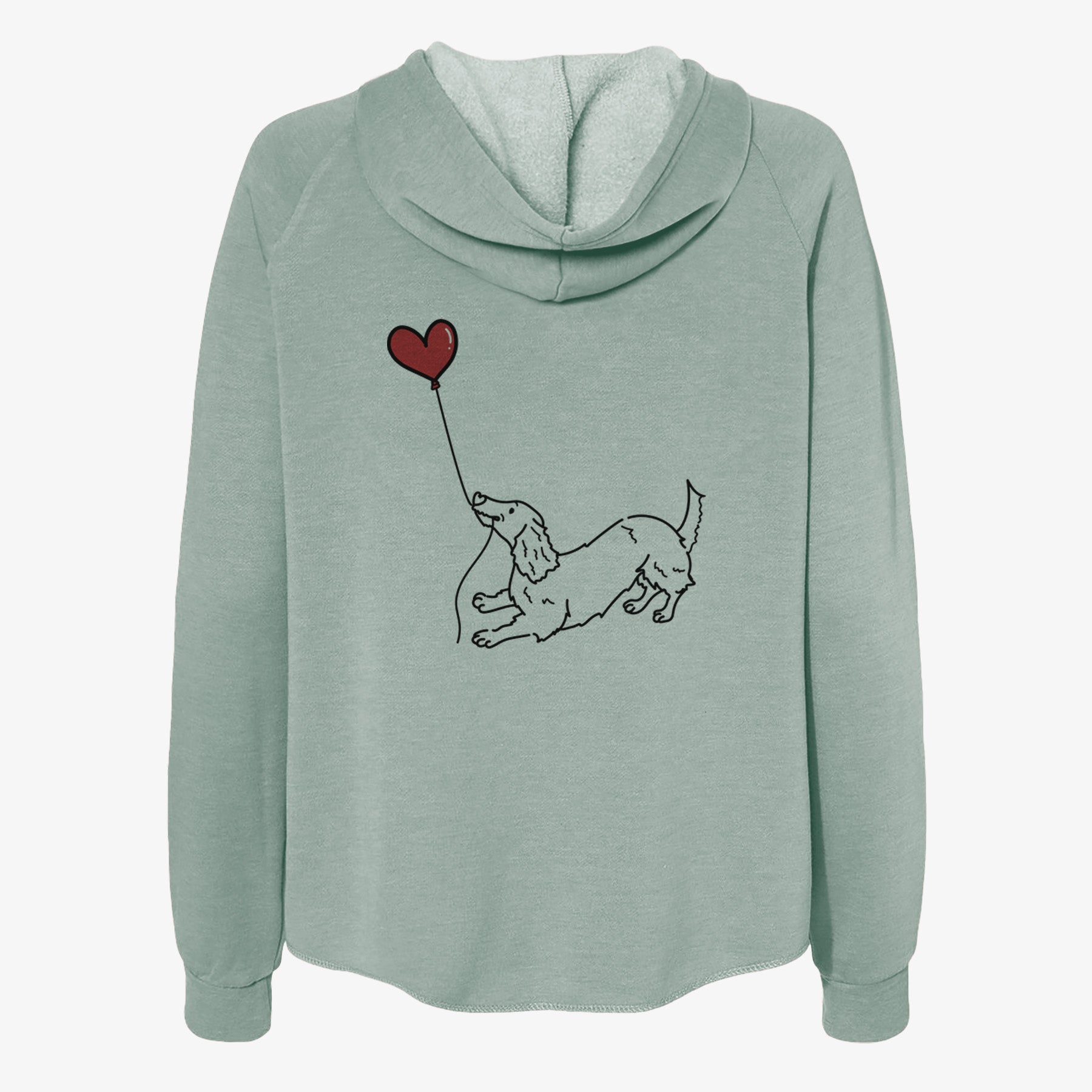 Long Haired Dachshund Heart String- Women's Cali Wave Zip-Up Sweatshirt