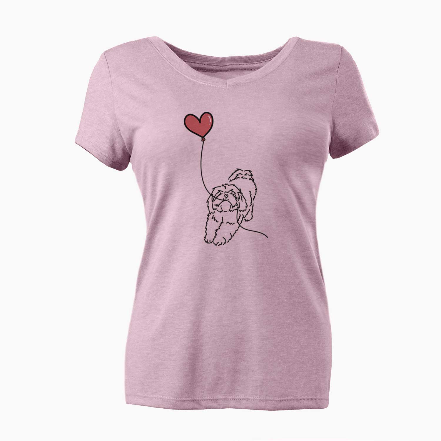 Lhasa Apso Heart String - Women's V-neck Shirt