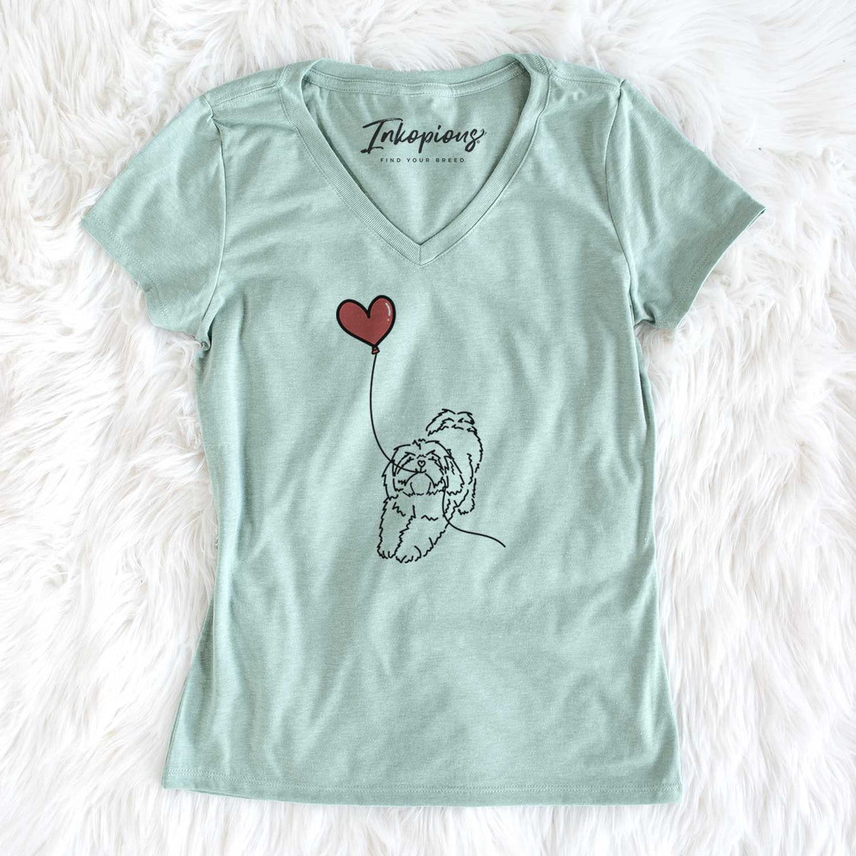 Lhasa Apso Heart String - Women's V-neck Shirt