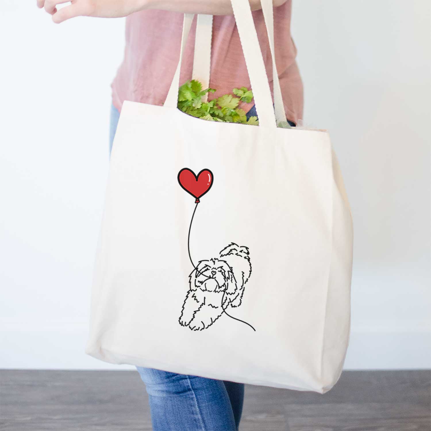 Lhasa Apso Heart String- Tote Bag