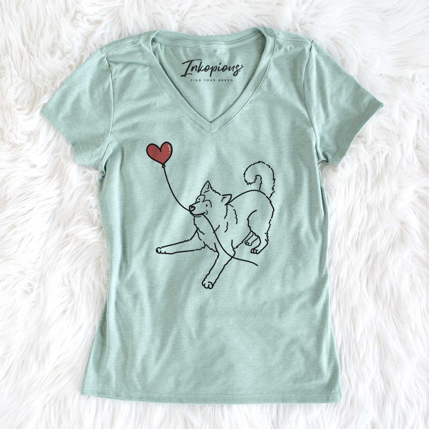Alaskan Malamute Heart String - Women's V-neck Shirt