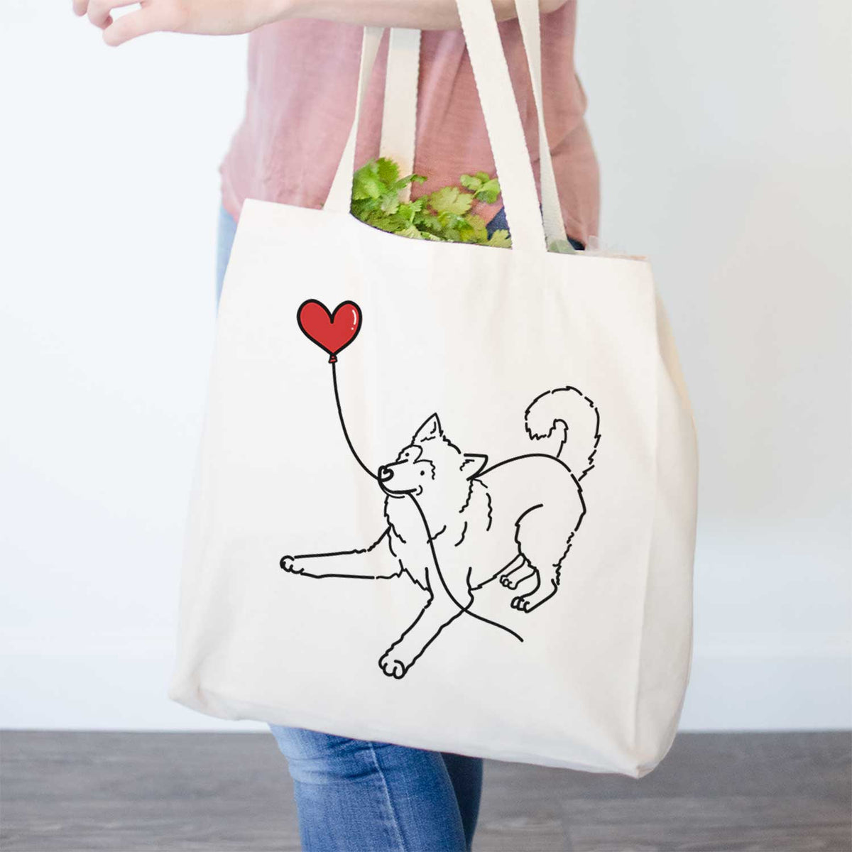 Alaskan Malamute Heart String- Tote Bag