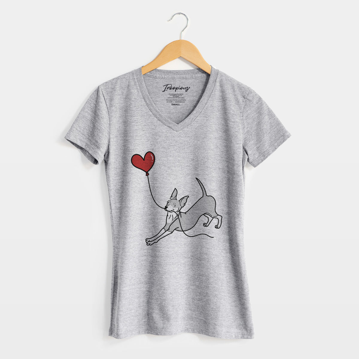 Mini Pinscher Heart String - Women&#39;s Perfect V-neck Shirt