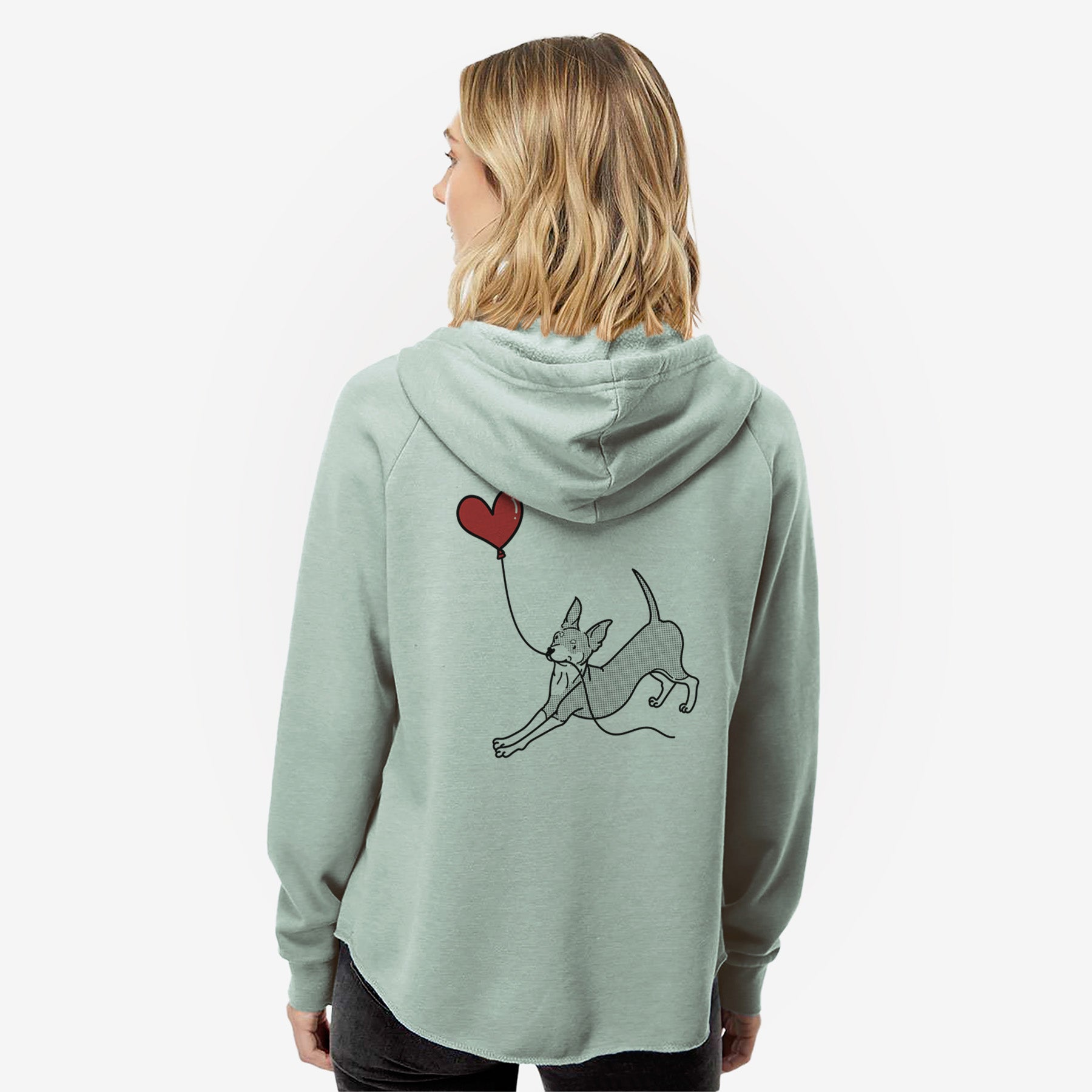 Mini Pinscher Heart String- Women's Cali Wave Zip-Up Sweatshirt