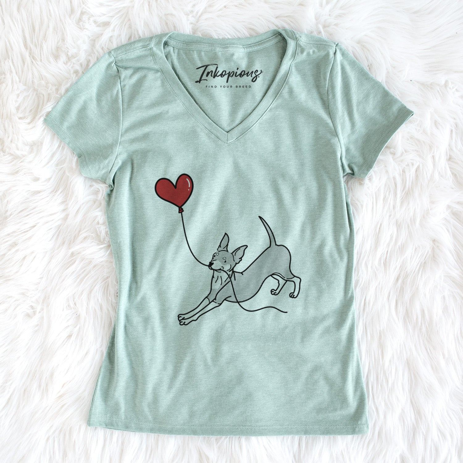 Mini Pinscher Heart String - Women's Perfect V-neck Shirt