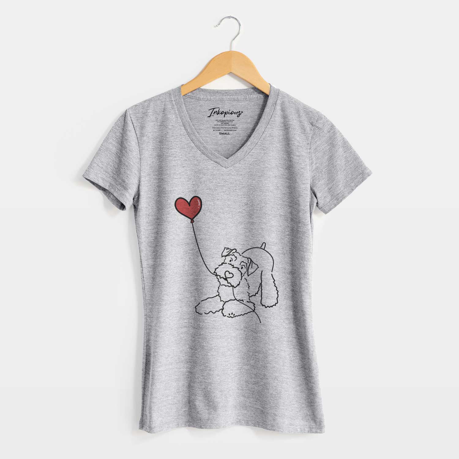 Mini Schnauzer Heart String - Women's V-neck Shirt