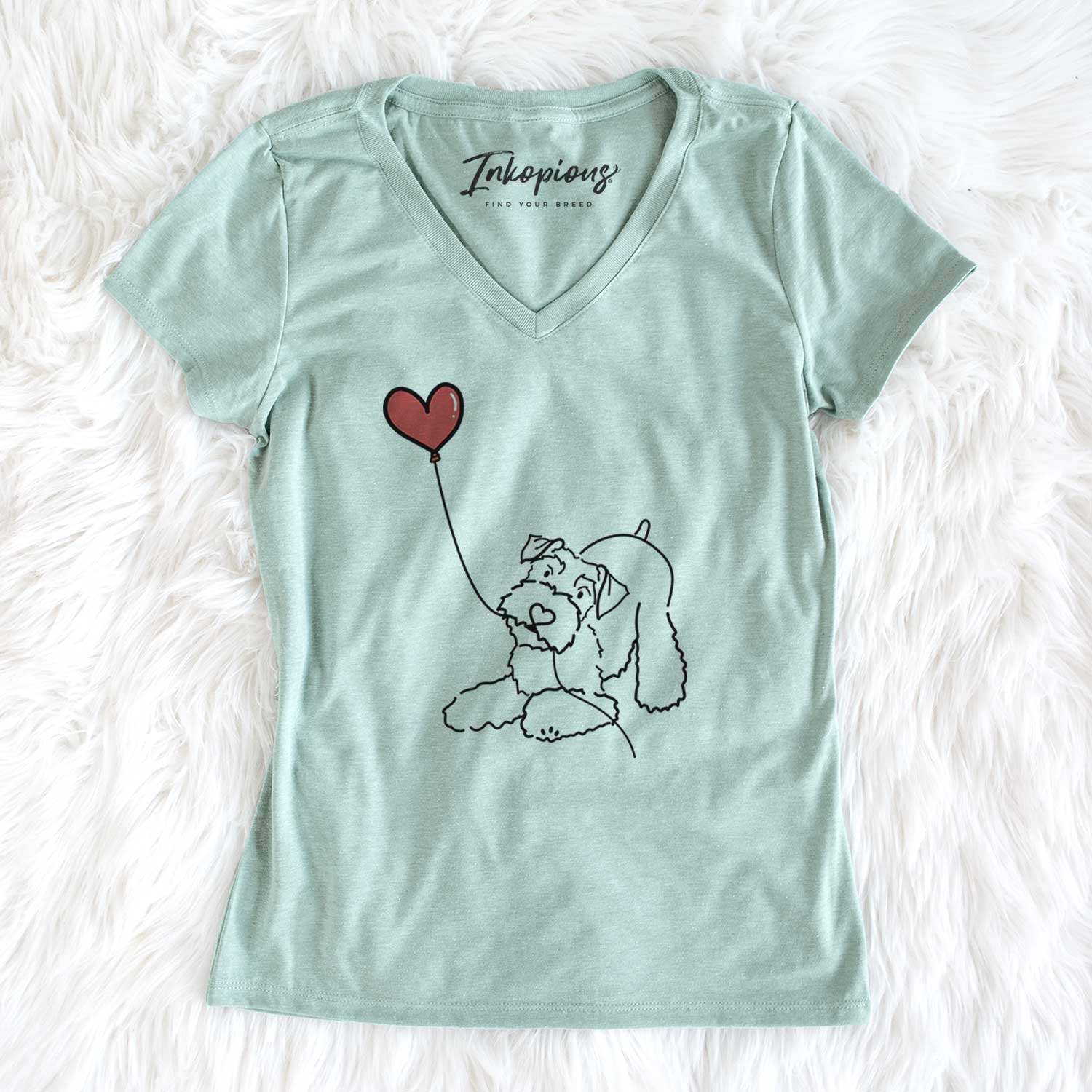 Mini Schnauzer Heart String - Women's V-neck Shirt