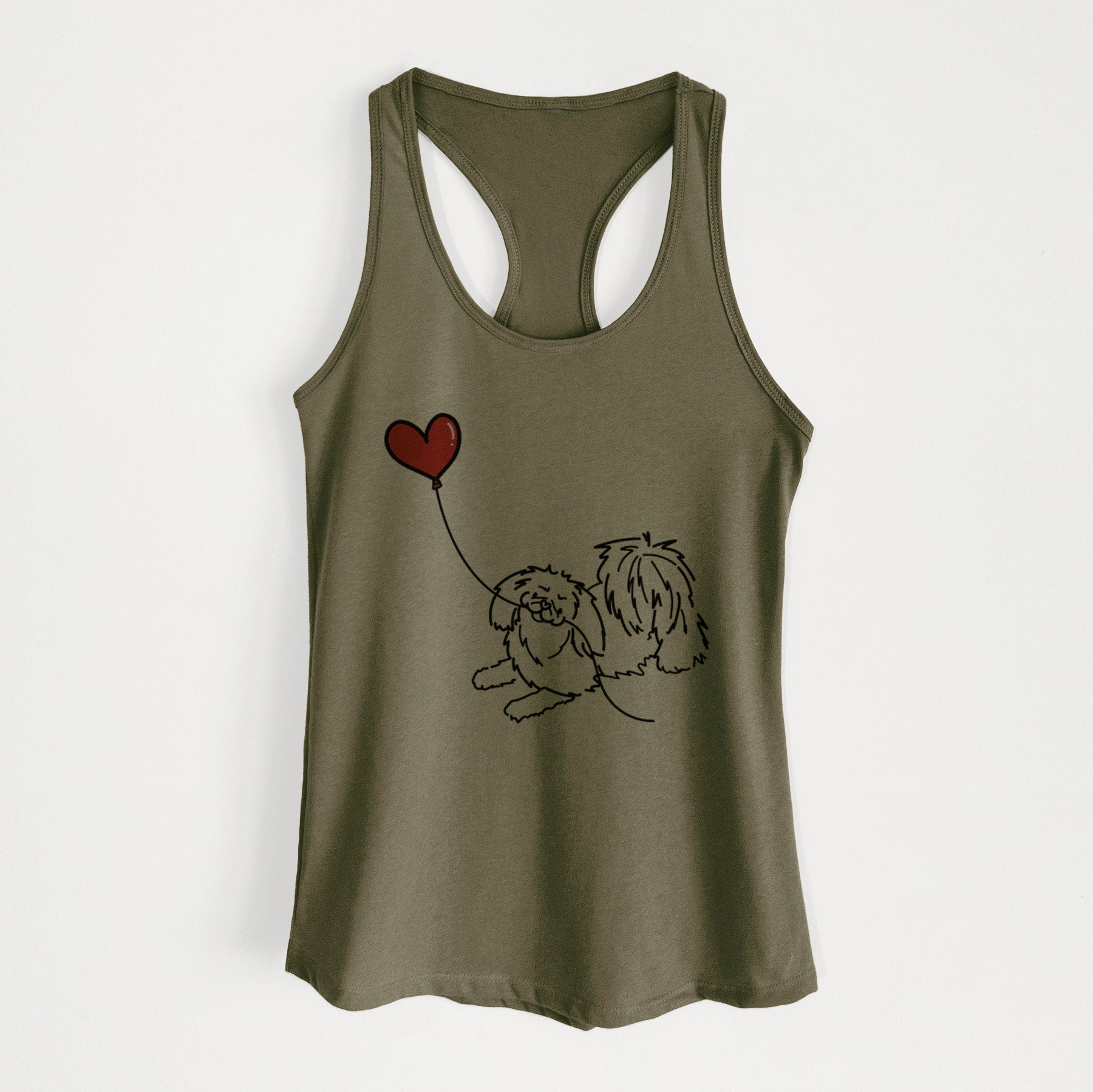 Pekingese Heart String - Women's Racerback Tanktop