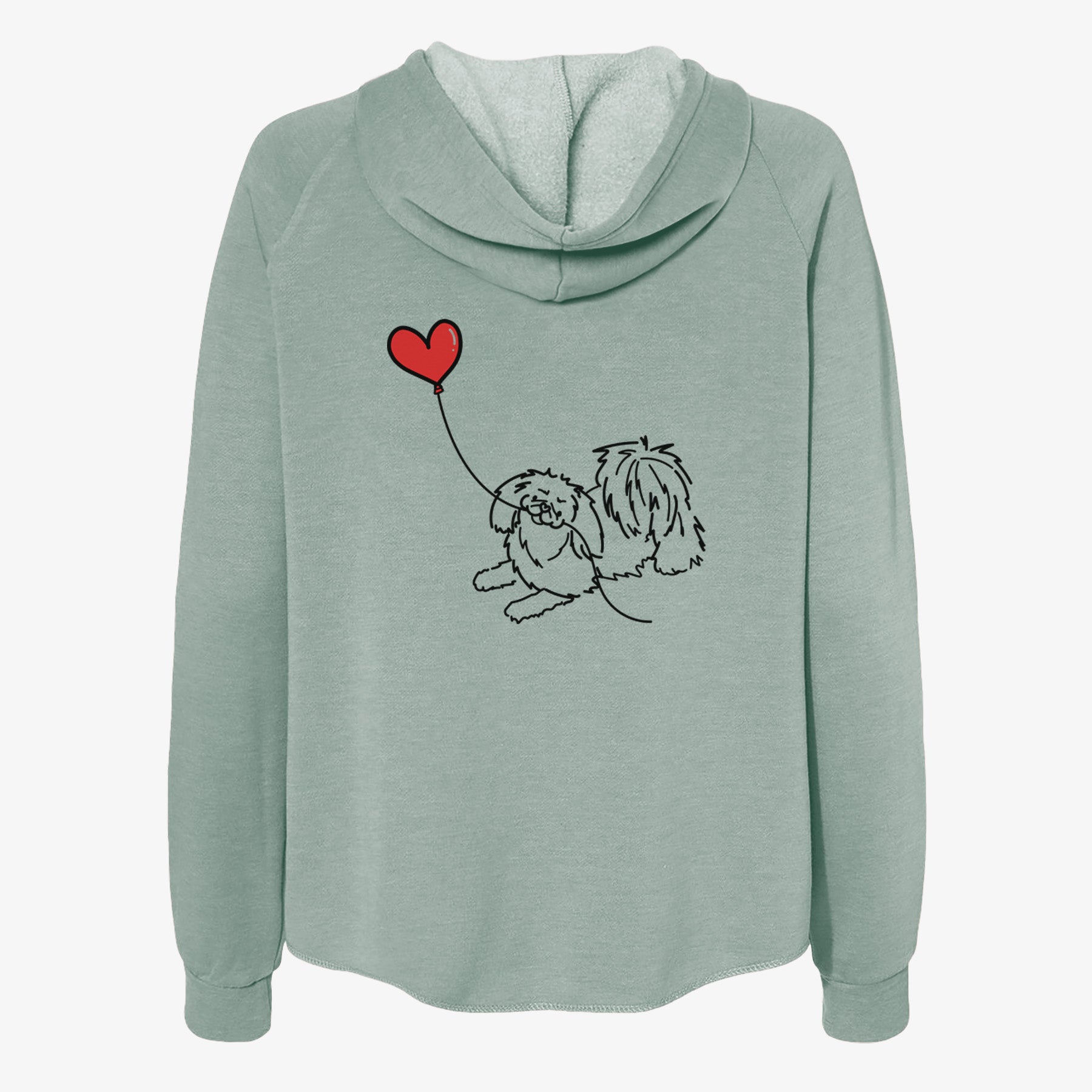 Pekingese Heart String- Women's Cali Wave Zip-Up Sweatshirt