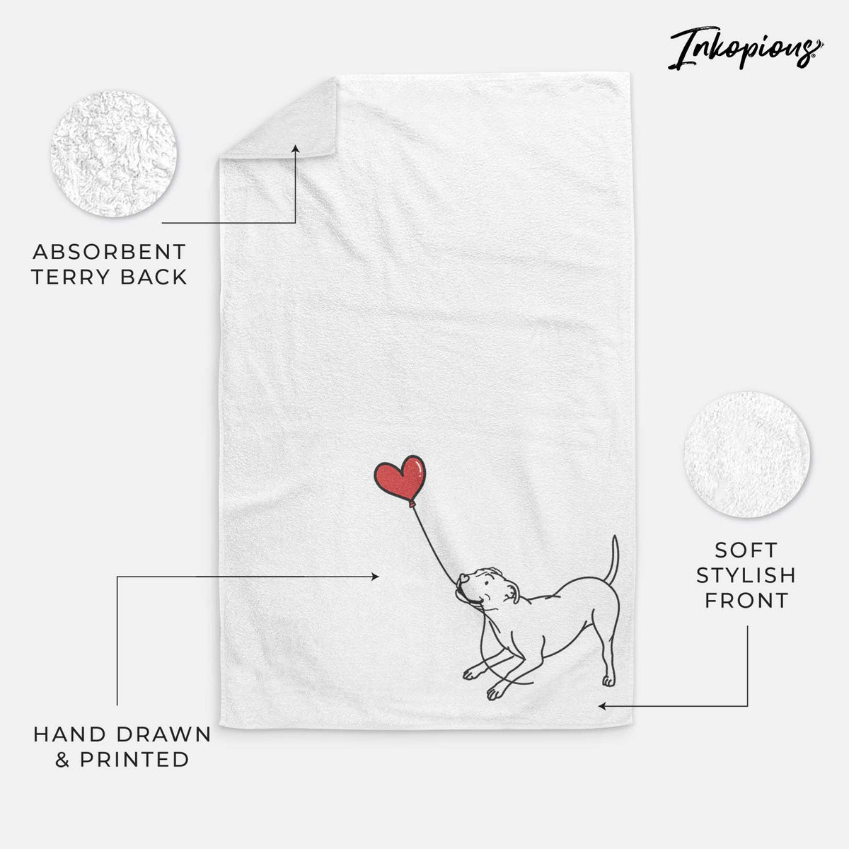 Pitbull Terrier Heart String -  Decorative Hand Towel