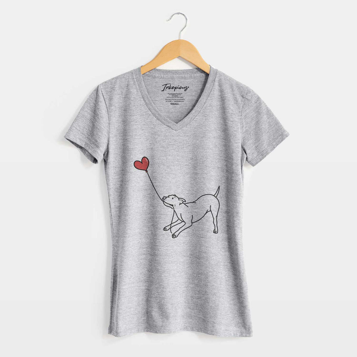 Pitbull Mix Heart String - Women&#39;s V-neck Shirt