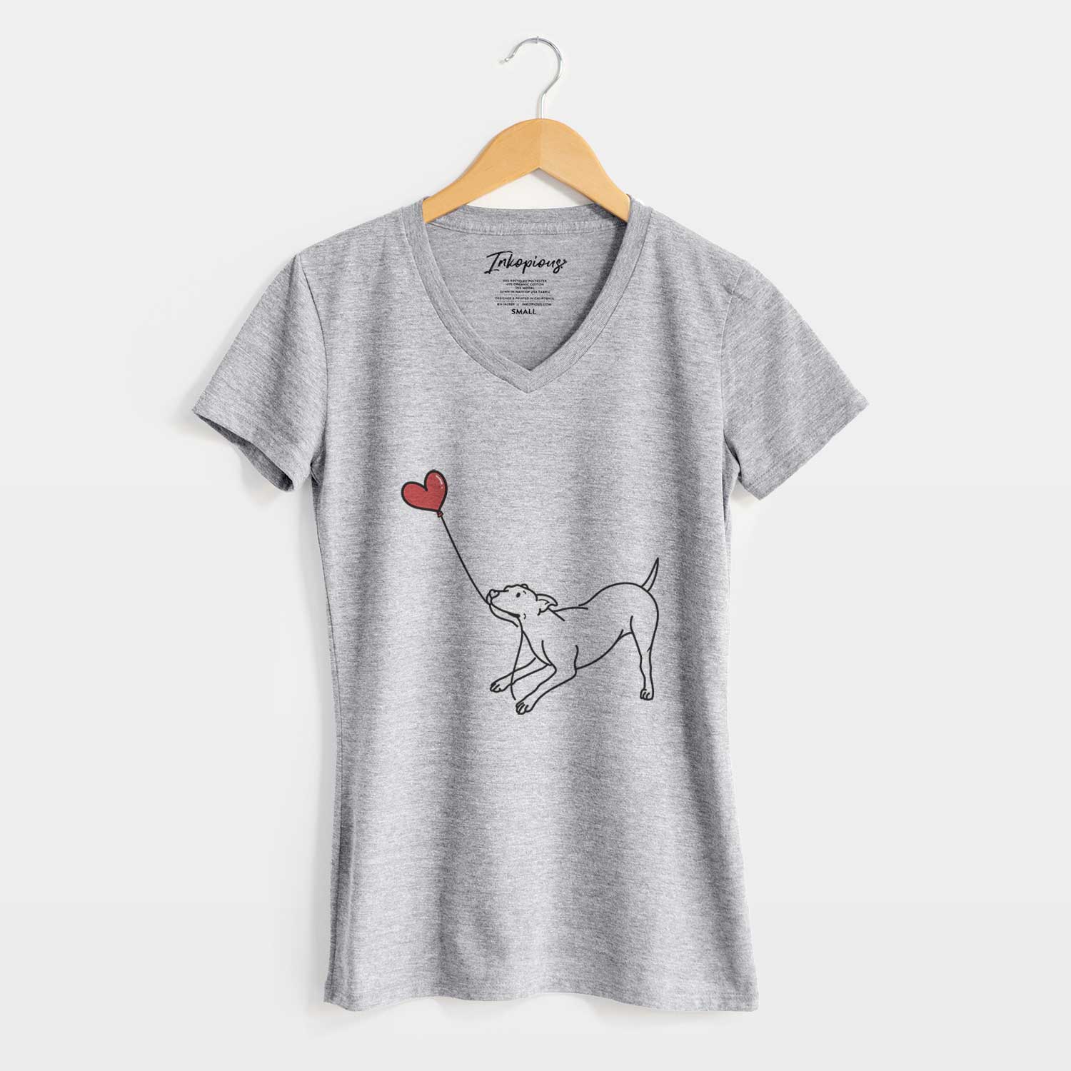 Pitbull Mix Heart String - Women's V-neck Shirt